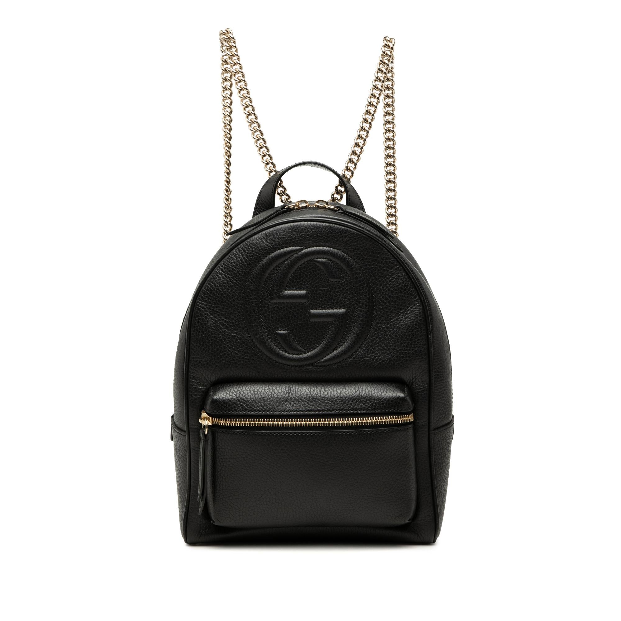 Gucci Pebbled Calfskin Soho Chain Backpack