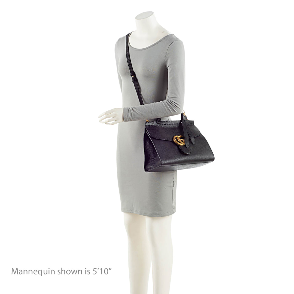 Gucci Pebbled Leather GG Marmont Top Handle
