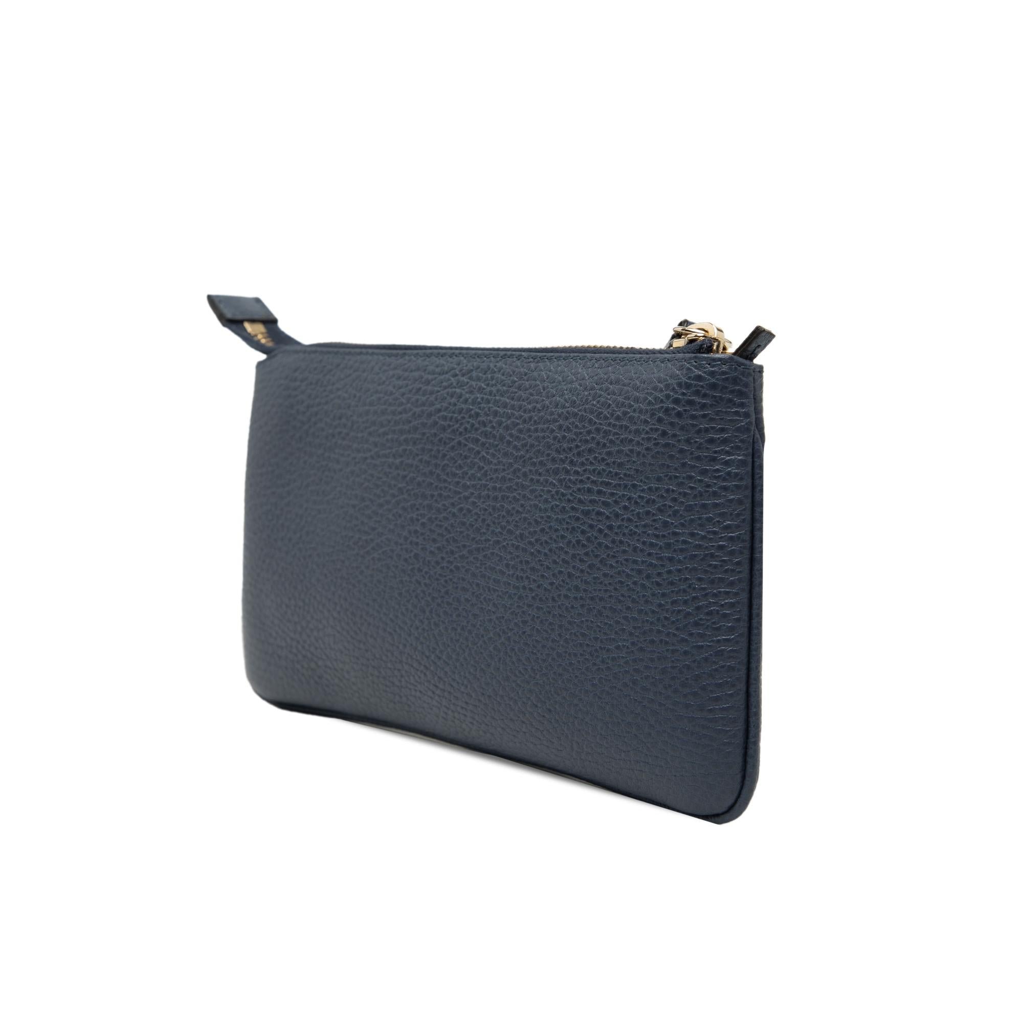 Gucci Pebbled Leather Swing Wristlet Pouch