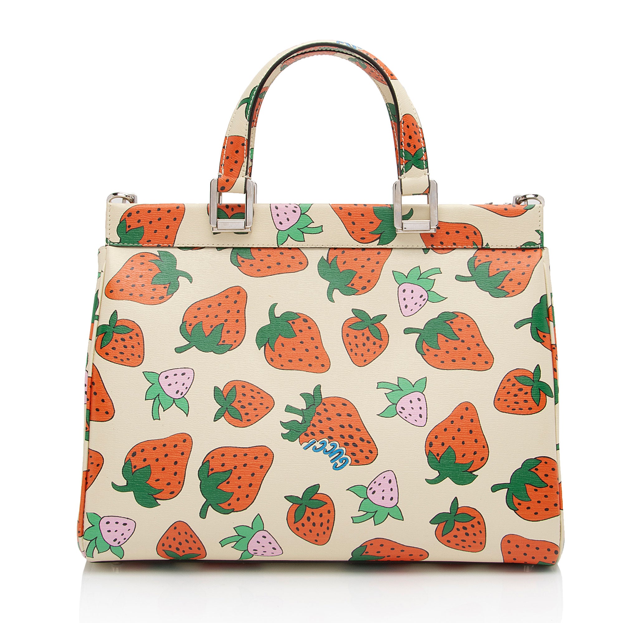 Gucci Printed Leather Strawberry Zumi Medium Tote (SHF-HJJ9pH)
