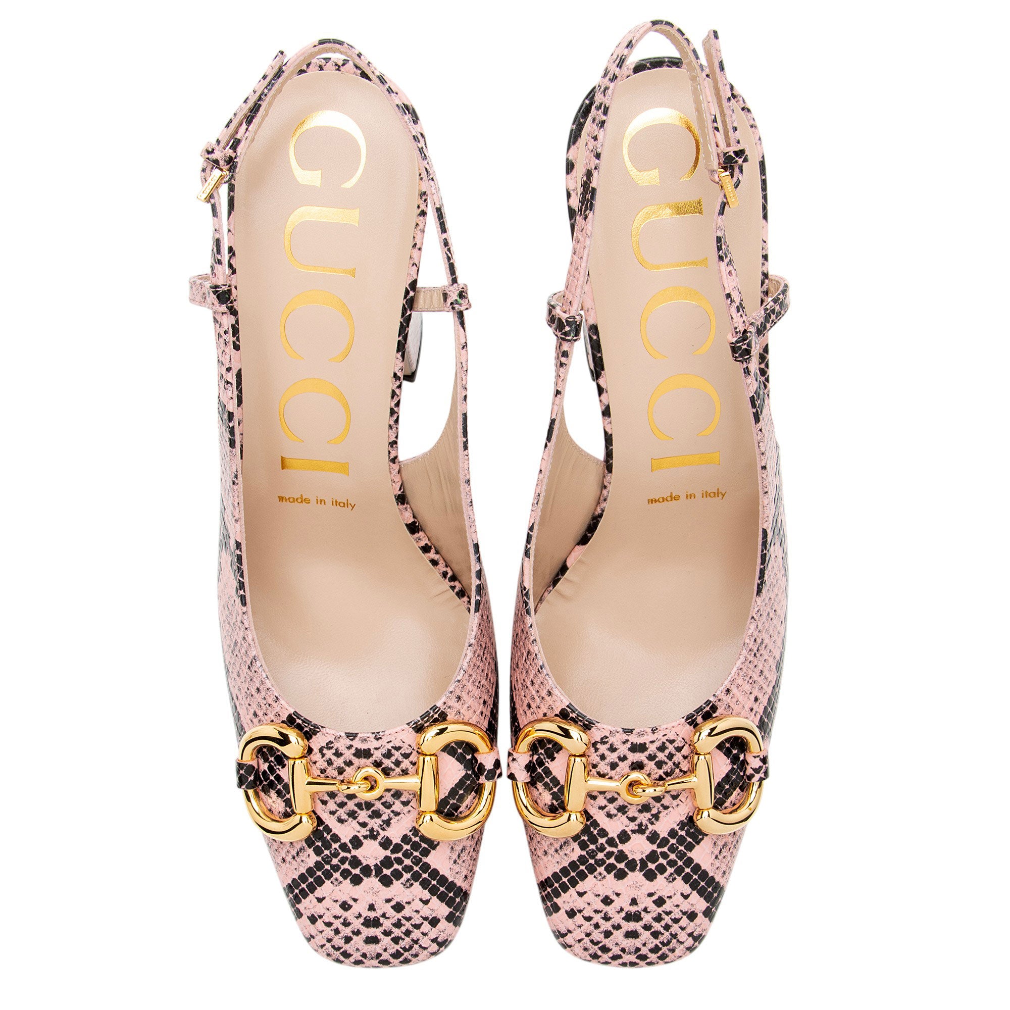 Gucci Python Embossed Horsebit Slingback Platform Pumps - Size 8.5 / 38.5