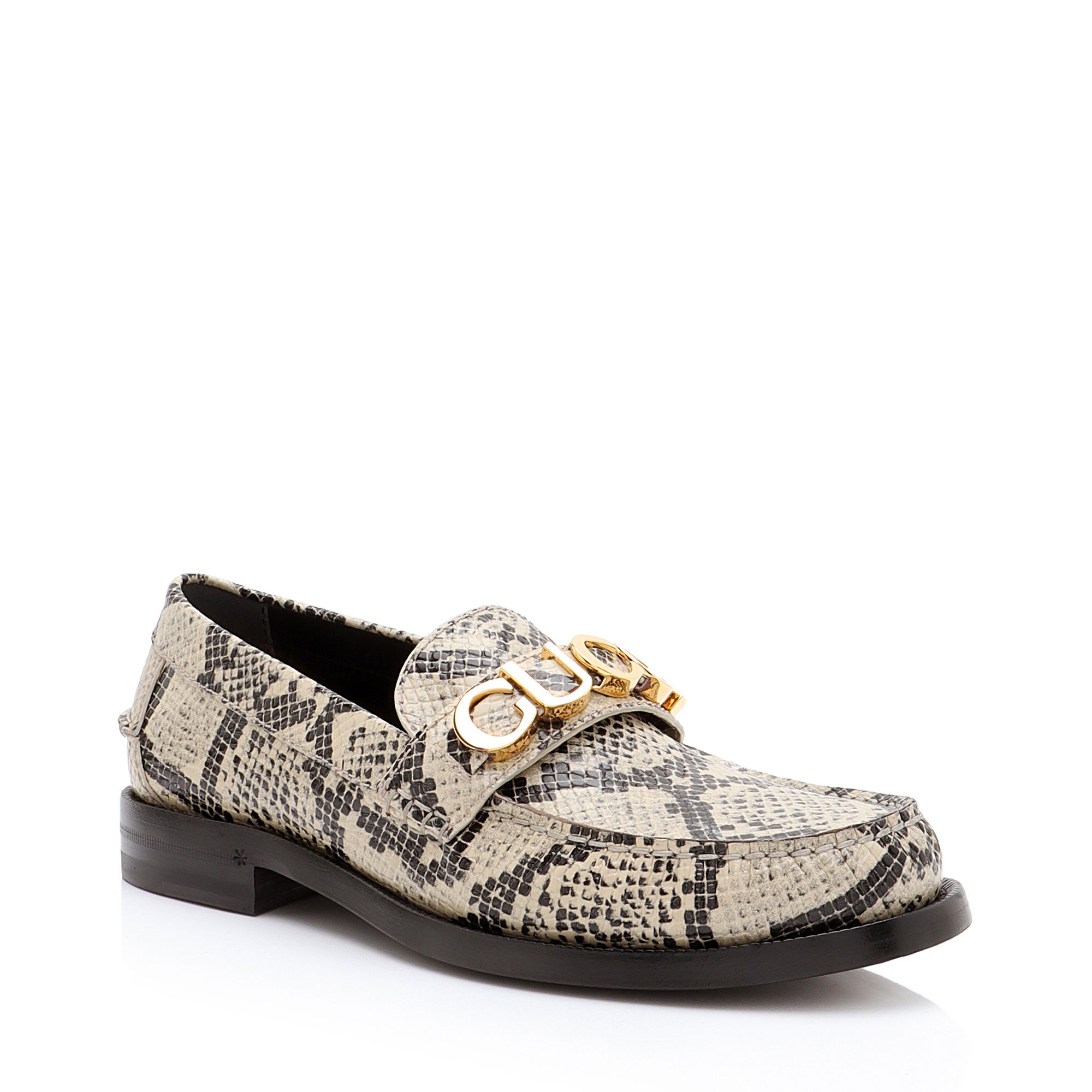 Gucci Python Embossed Logo Loafers - Size 7.5 / 37.5