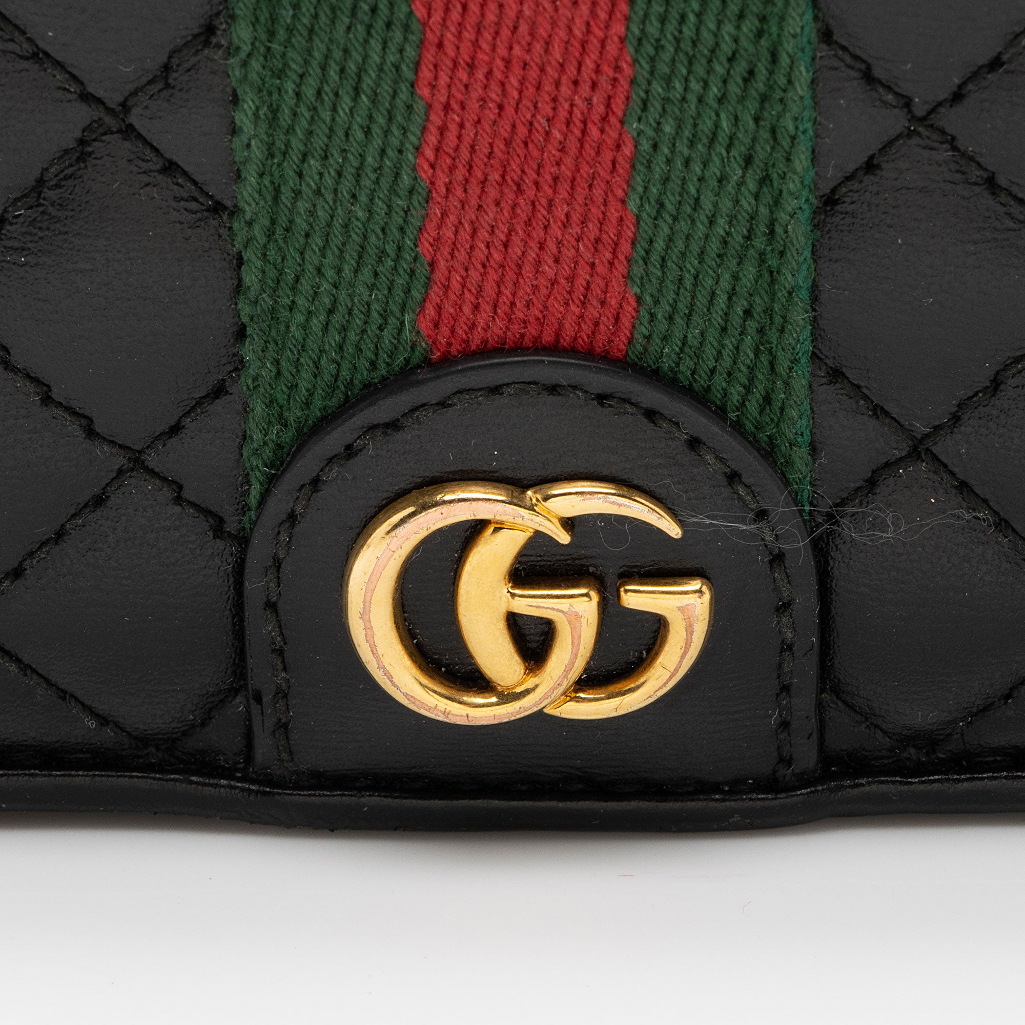 Gucci Quilted Leather GG Marmont Web Trapuntata Card Case Wallet (SHF-EdWHT1)