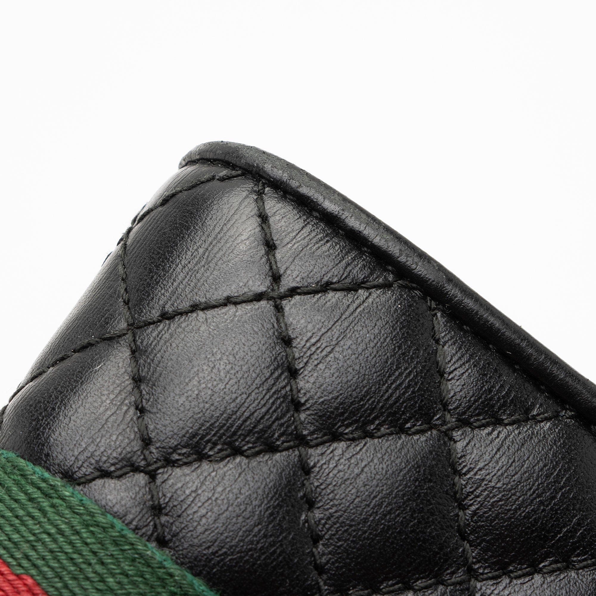 Gucci Quilted Leather GG Marmont Web Trapuntata Card Case Wallet (SHF-EdWHT1)