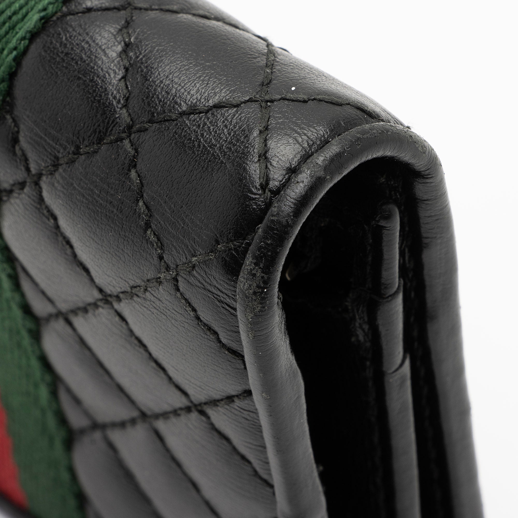 Gucci Quilted Leather GG Marmont Web Trapuntata Card Case Wallet (SHF-EdWHT1)