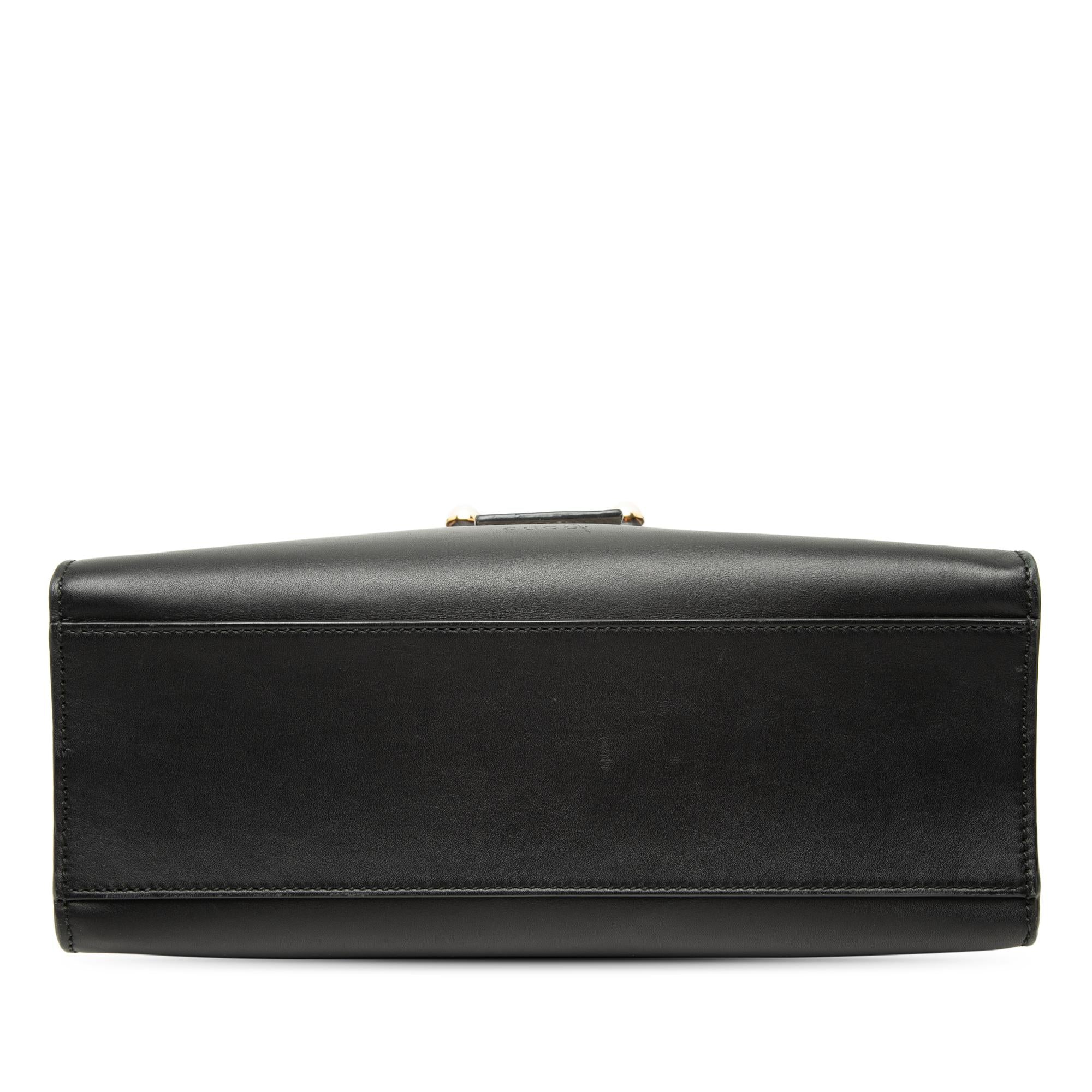 Gucci Small Bicolor Calfskin Bamboo Buckle Web Top Handle Bag