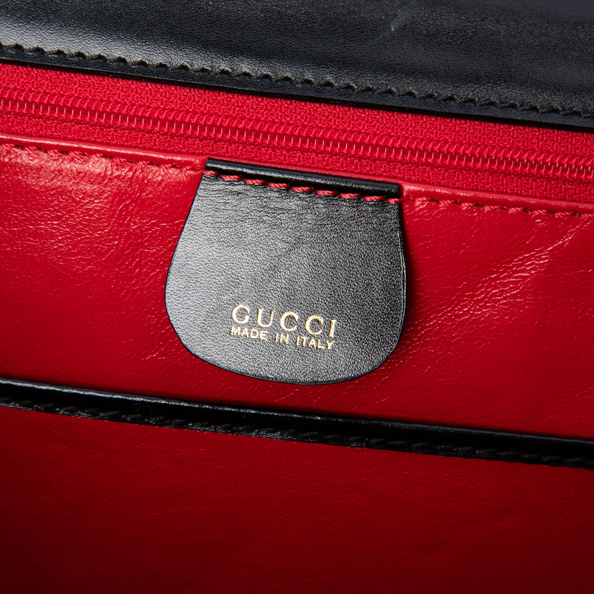 Gucci Small Calfskin Bamboo Top Handle Bag
