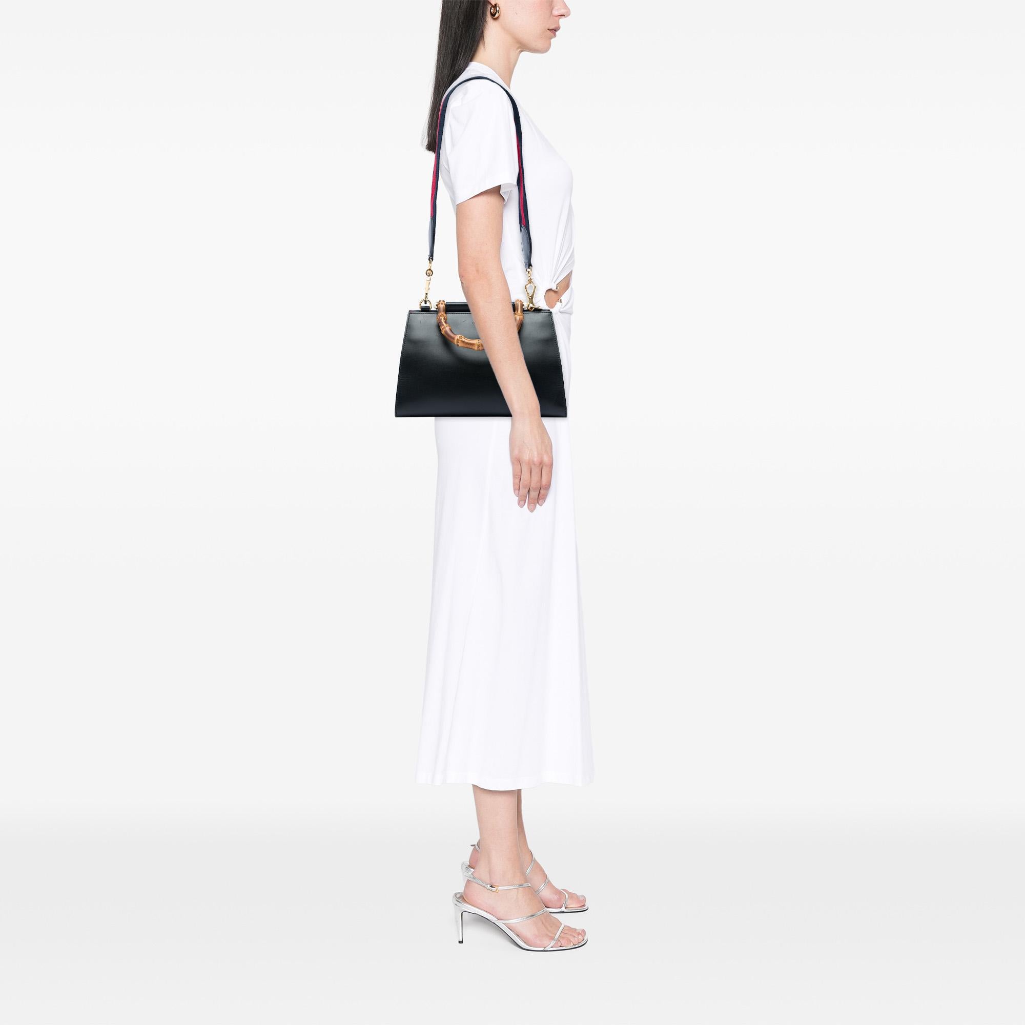 Gucci Small Calfskin Bamboo Web Nymphaea Satchel