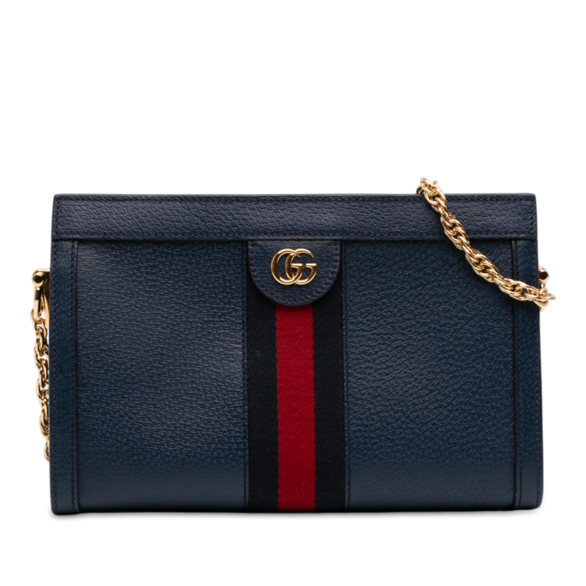 Gucci Small Calfskin Web Ophidia Chain Crossbody