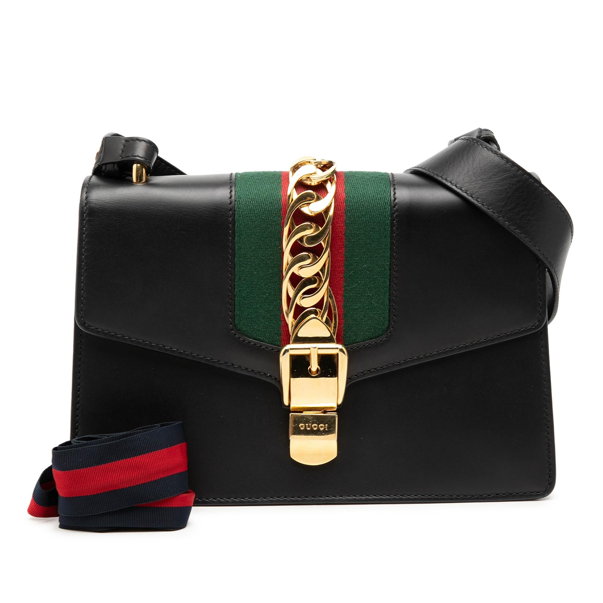Gucci Small Calfskin Web Sylvie Satchel