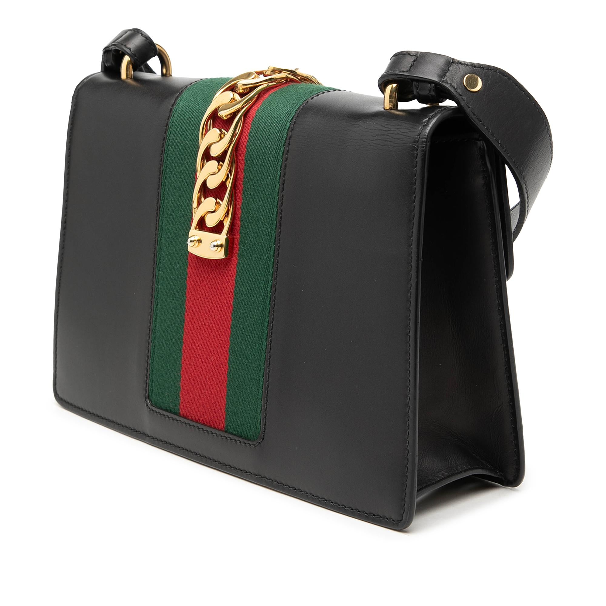 Gucci Small Calfskin Web Sylvie Satchel