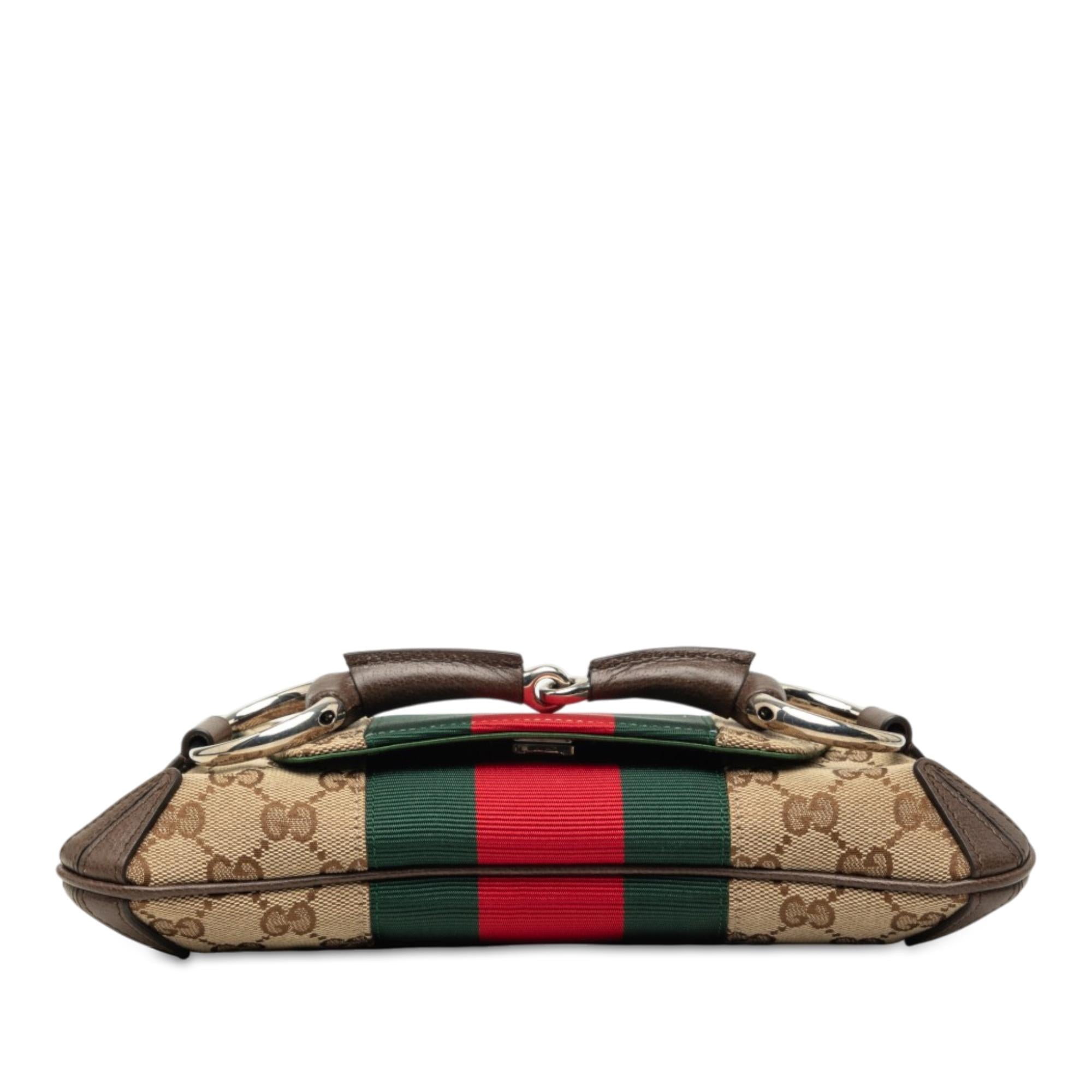 Gucci Small GG Canvas Horsebit Web Chain Satchel