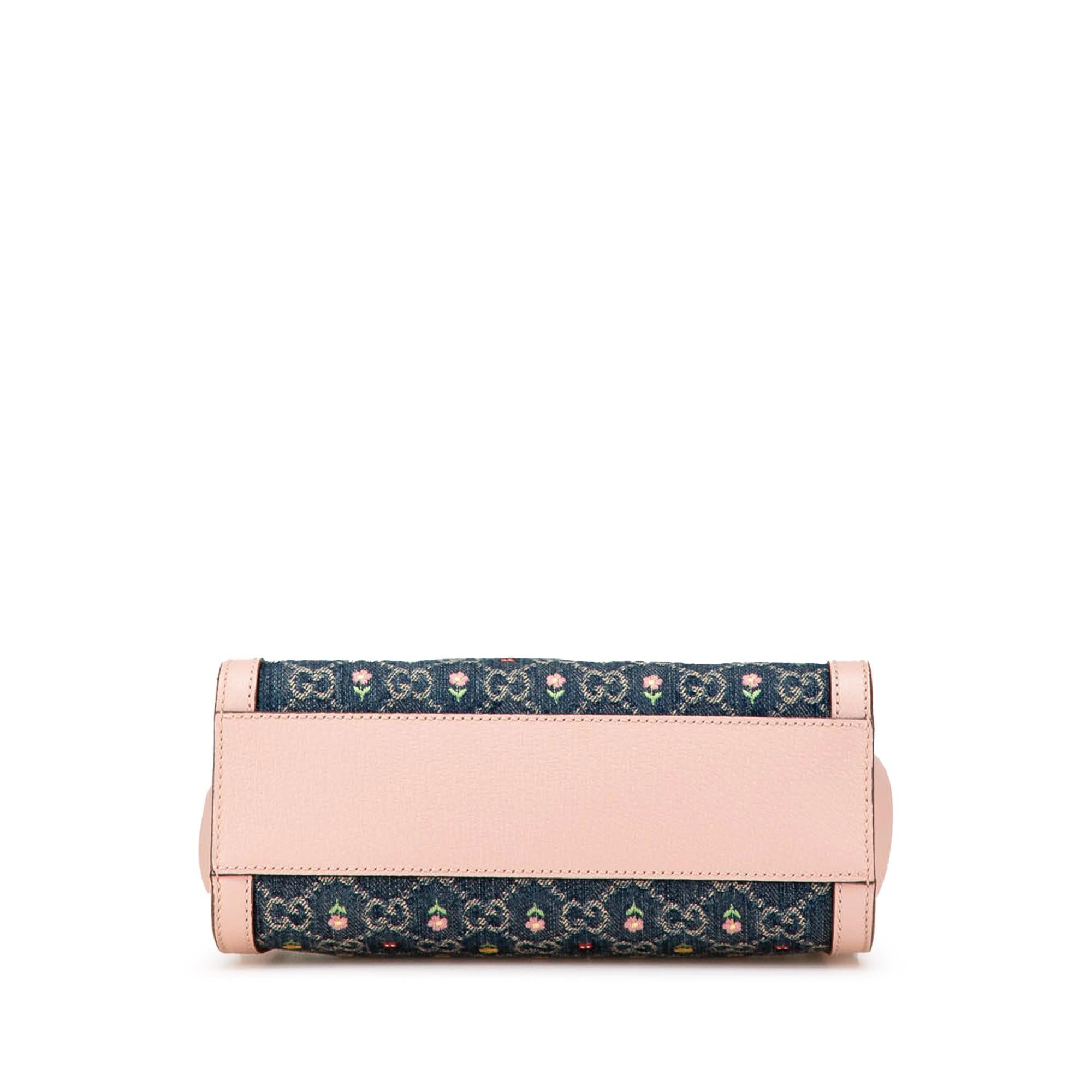 Gucci Small GG Denim Embroidery Ophidia Satchel