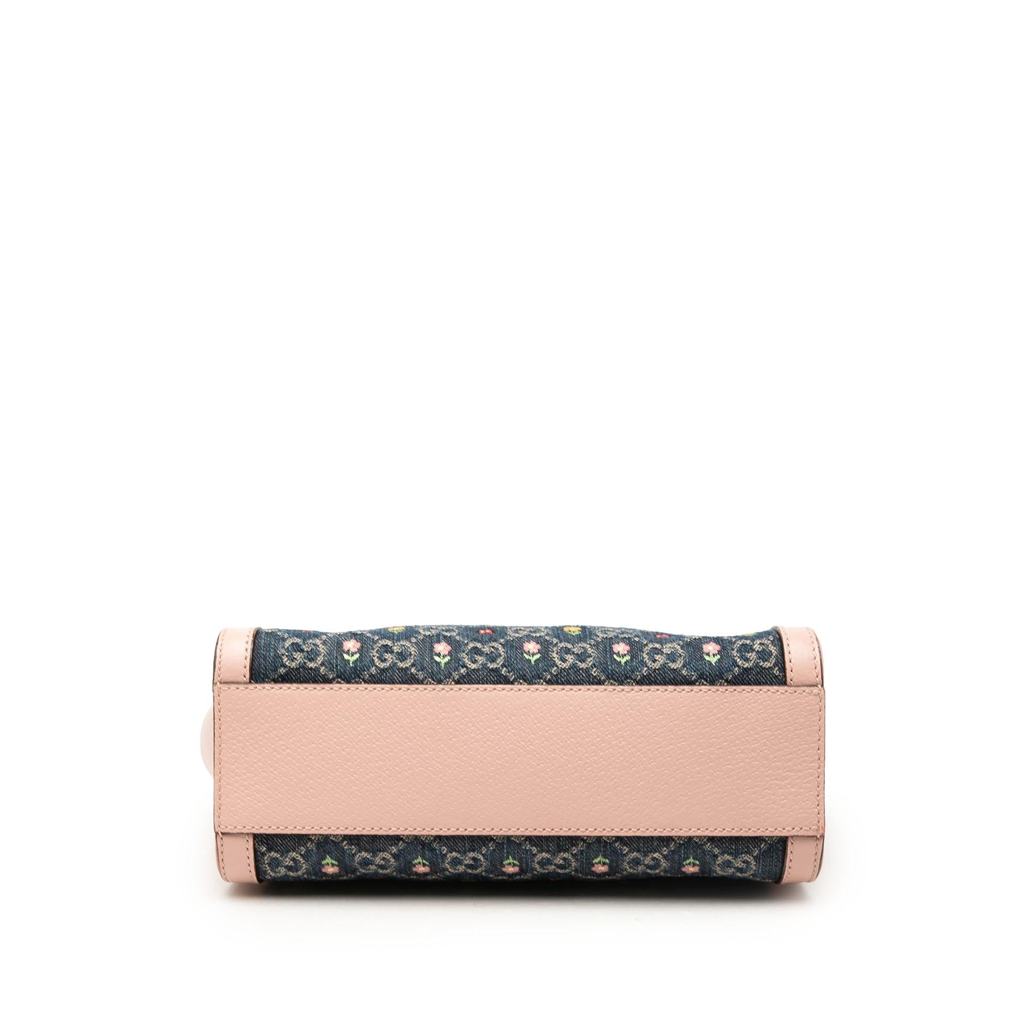 Gucci Small GG Denim Embroidery Ophidia Satchel
