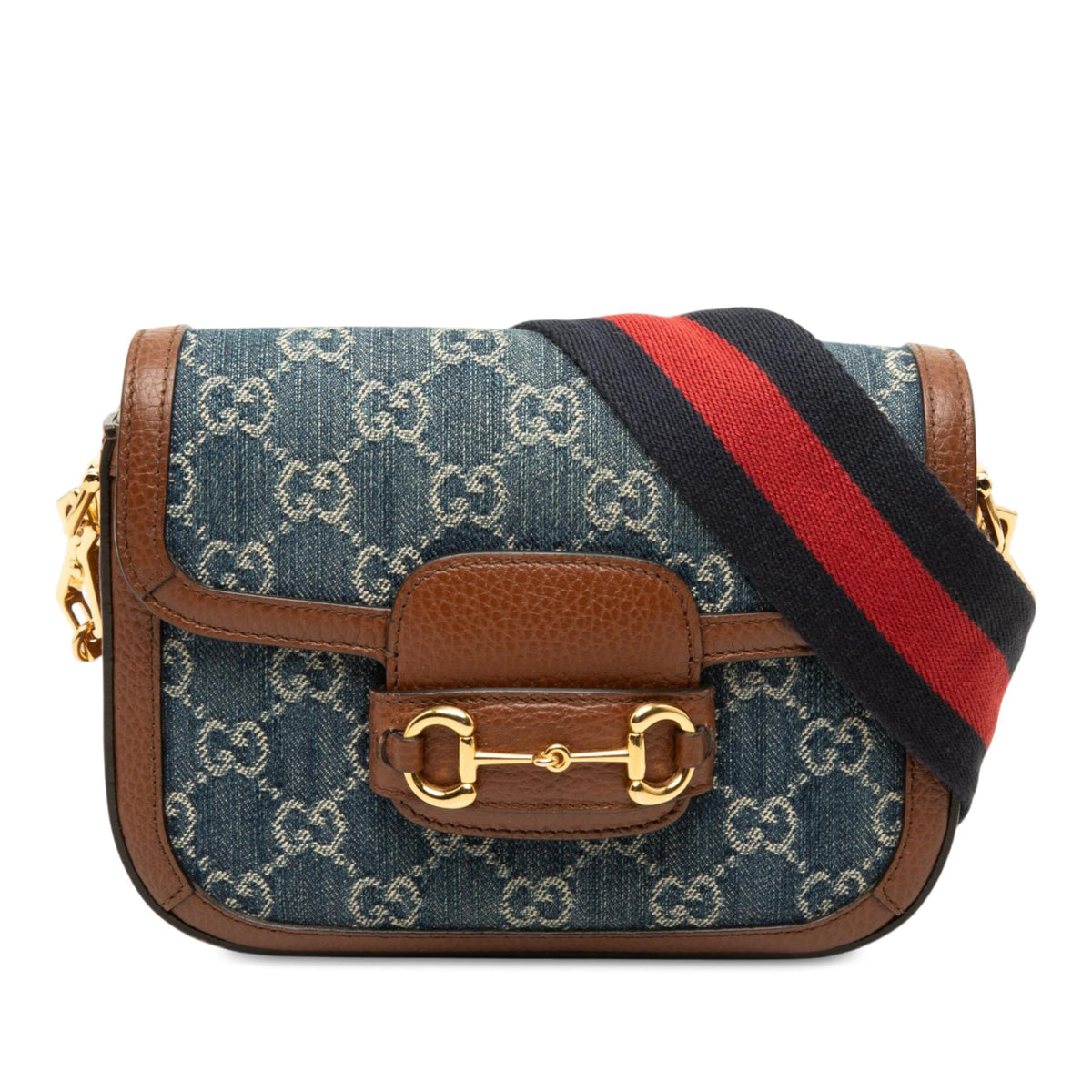 Gucci Small GG Denim Web Horsebit 1955 Crossbody