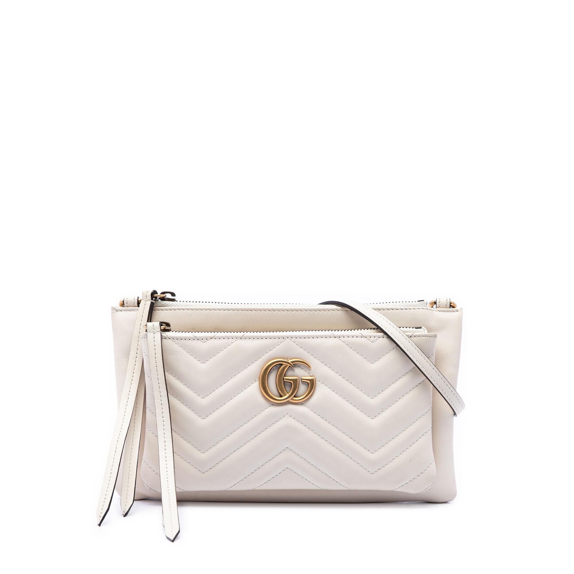 Gucci Small GG Marmont Matelasse Calfskin Double Zip Pochette Crossbody
