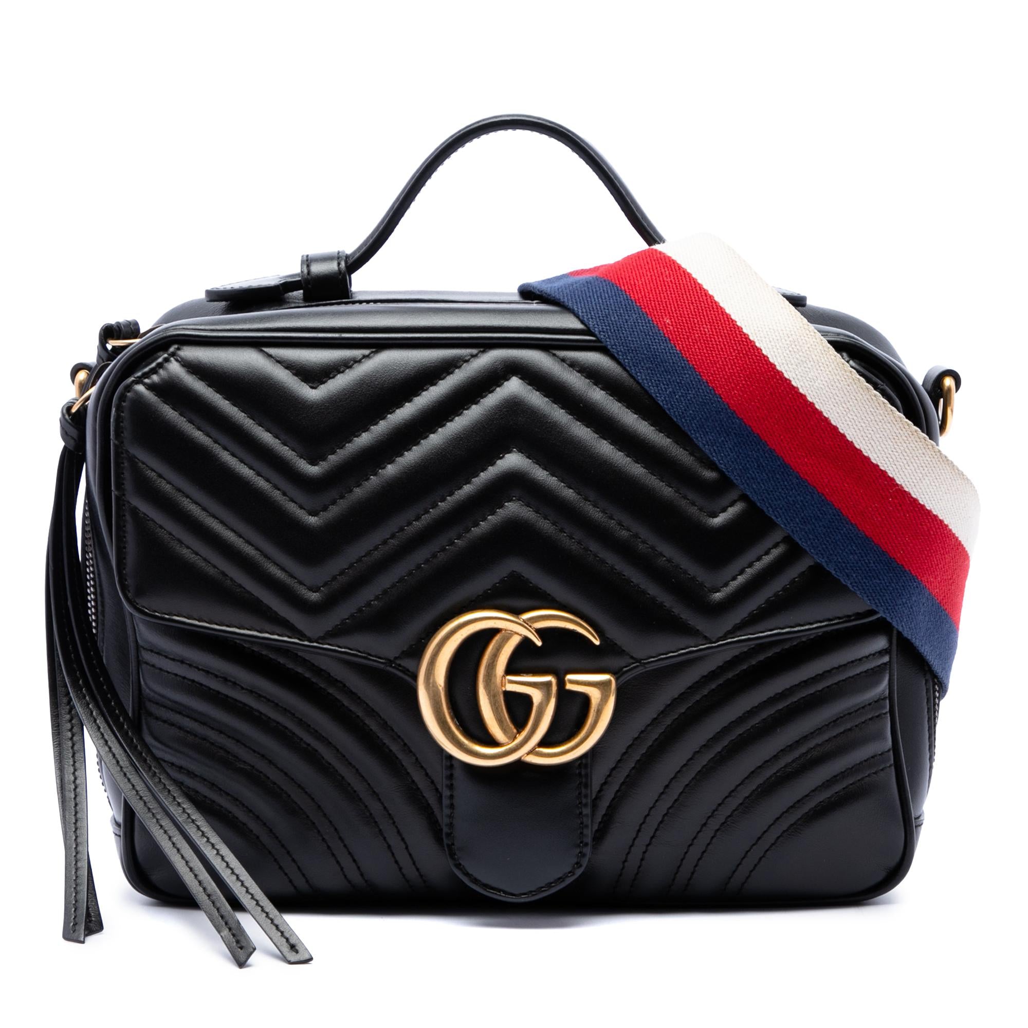 Gucci Small GG Marmont Matelasse Calfskin Sylvie Top Handle Satchel