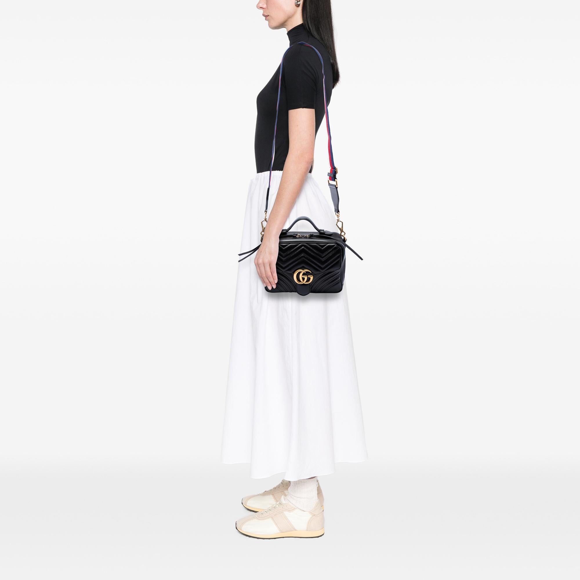 Gucci Small GG Marmont Matelasse Calfskin Sylvie Top Handle Satchel