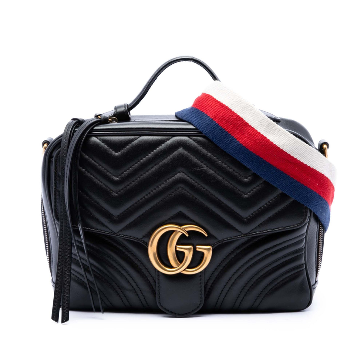 Gucci Small GG Marmont Matelasse Calfskin Top Handle Satchel