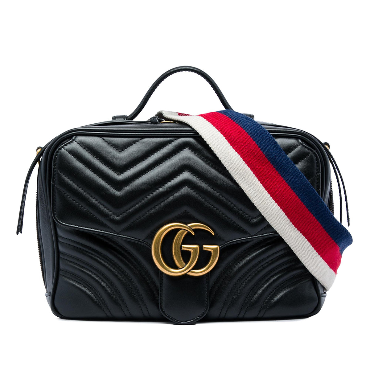 Gucci Small GG Marmont Matelasse Calfskin Top Handle Satchel