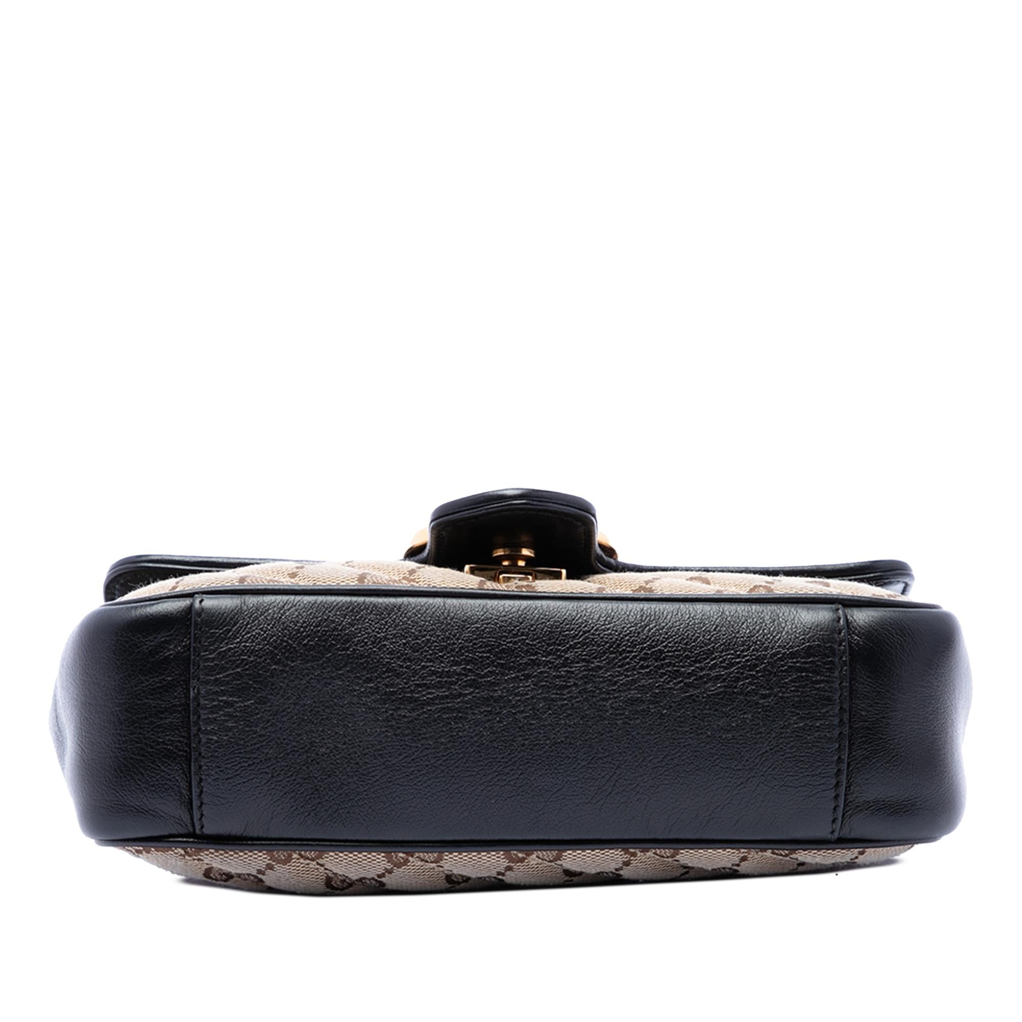 Gucci Small GG Marmont Matelasse Diagonal GG Canvas and Leather Shoulder Bag