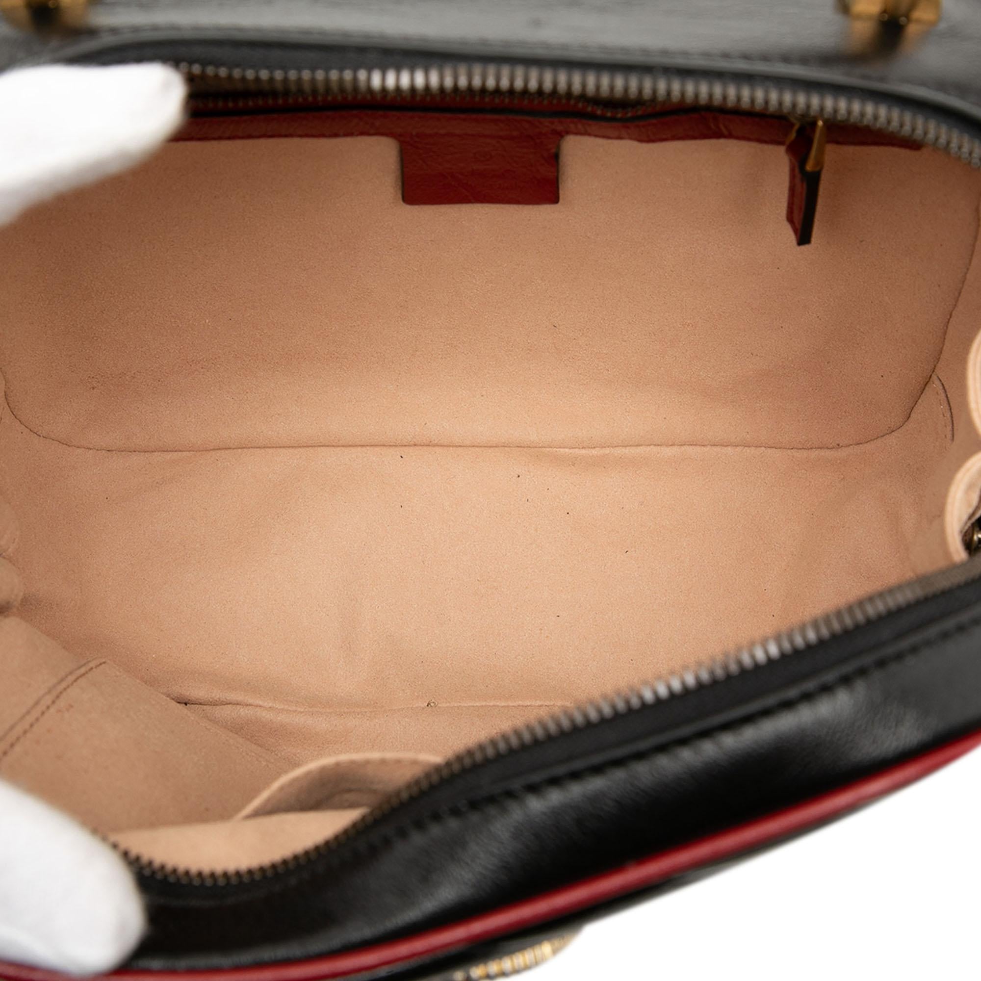 Gucci Small GG Marmont Matelasse Diagonal Leather Torchon Bamboo Satchel