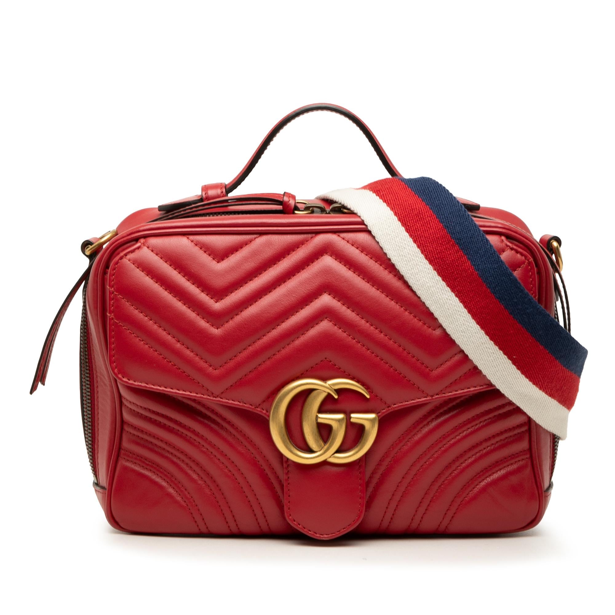 Gucci Small GG Marmont Matelasse Leather Top Handle Satchel