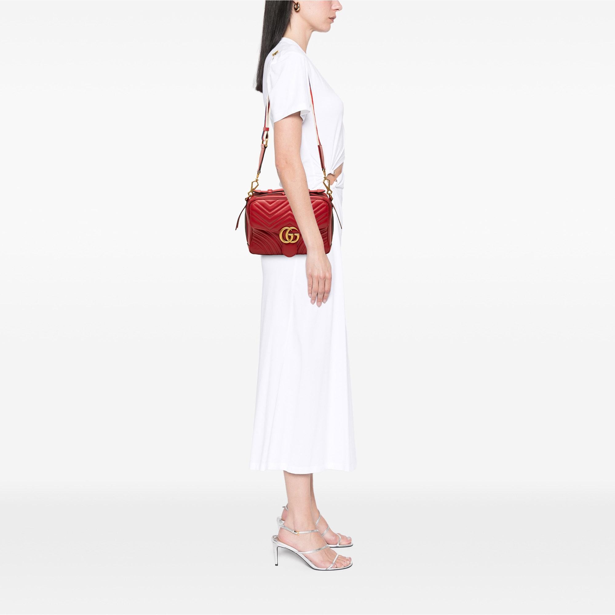 Gucci Small GG Marmont Matelasse Leather Top Handle Satchel