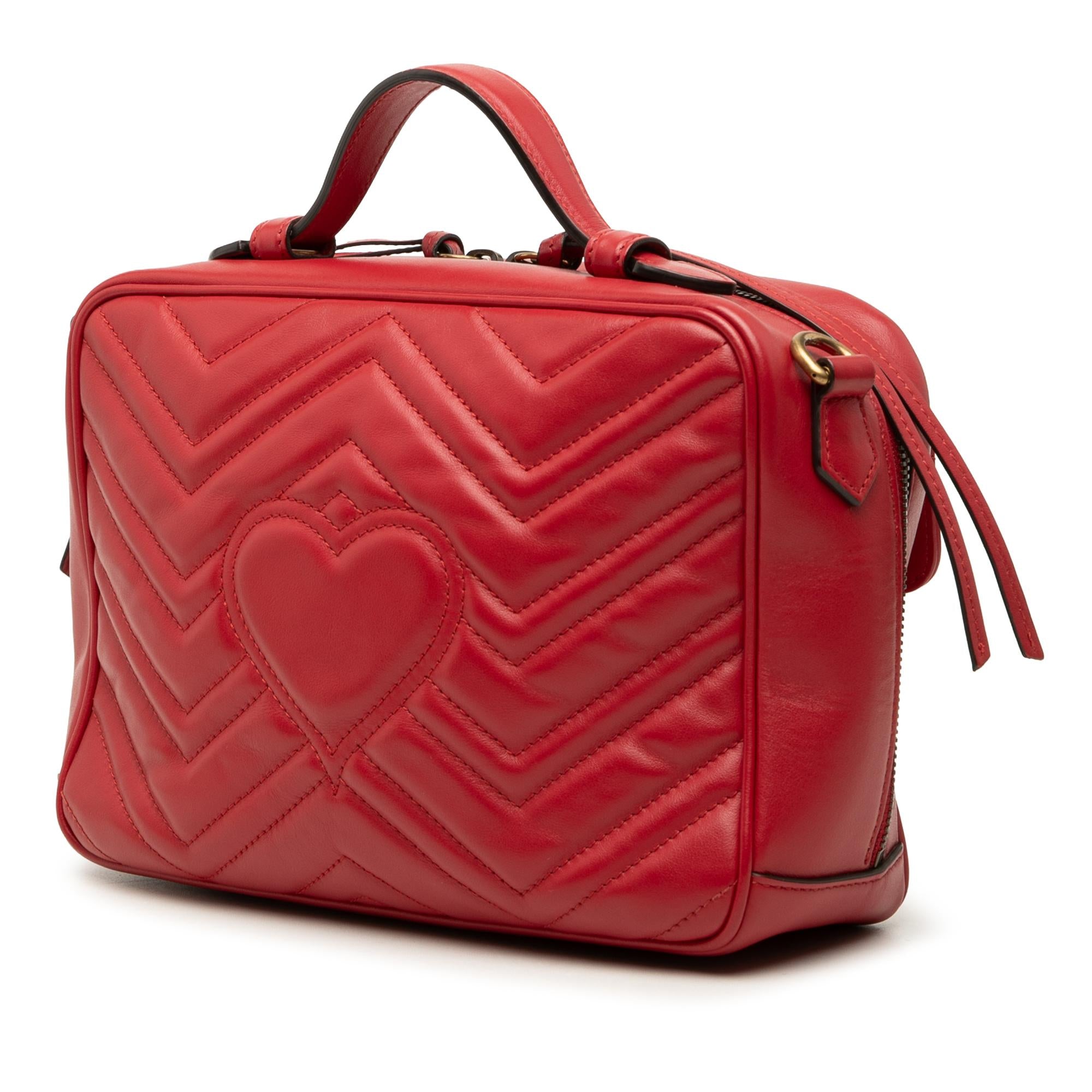 Gucci Small GG Marmont Matelasse Leather Top Handle Satchel