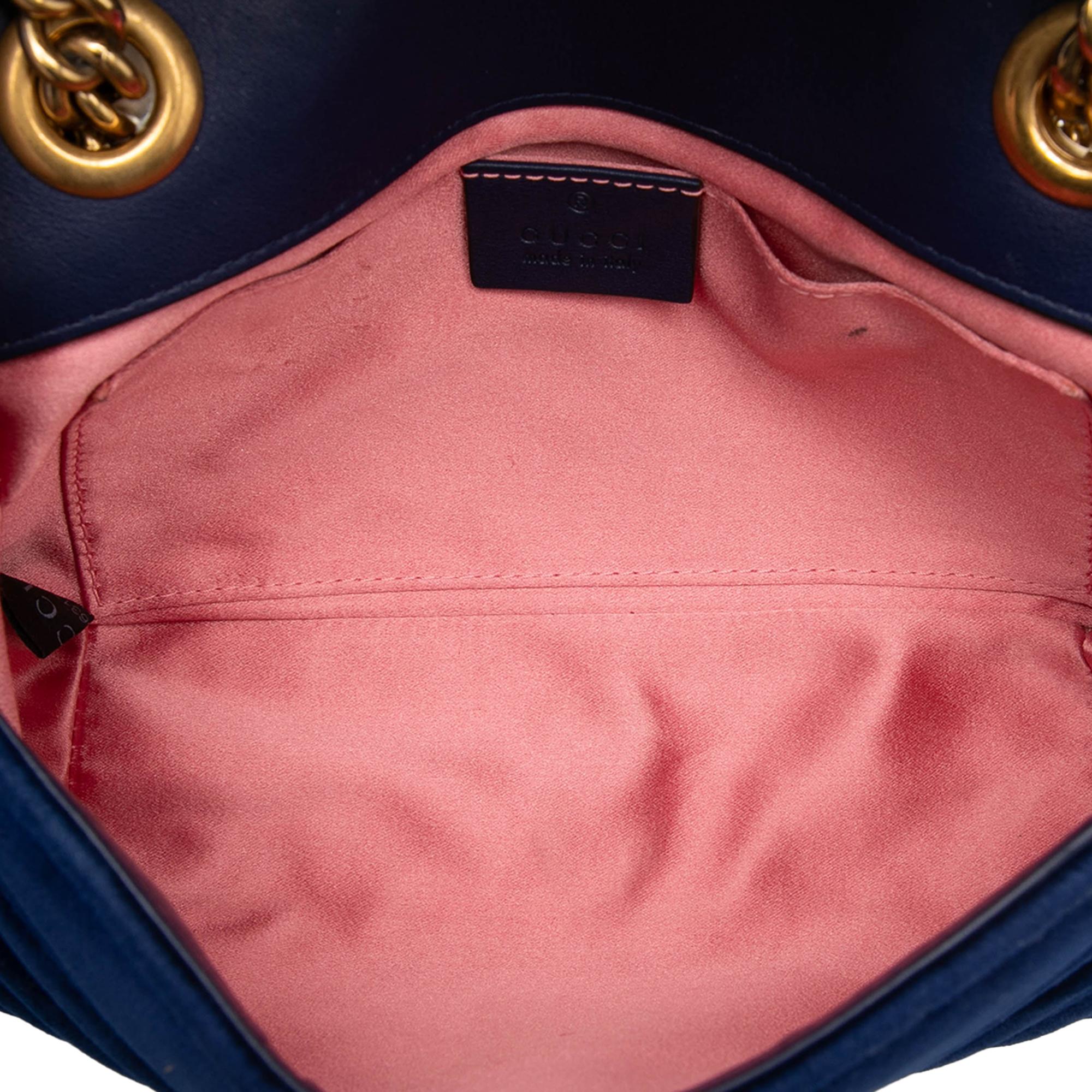 Gucci Small GG Marmont Matelasse Velvet Shoulder Bag