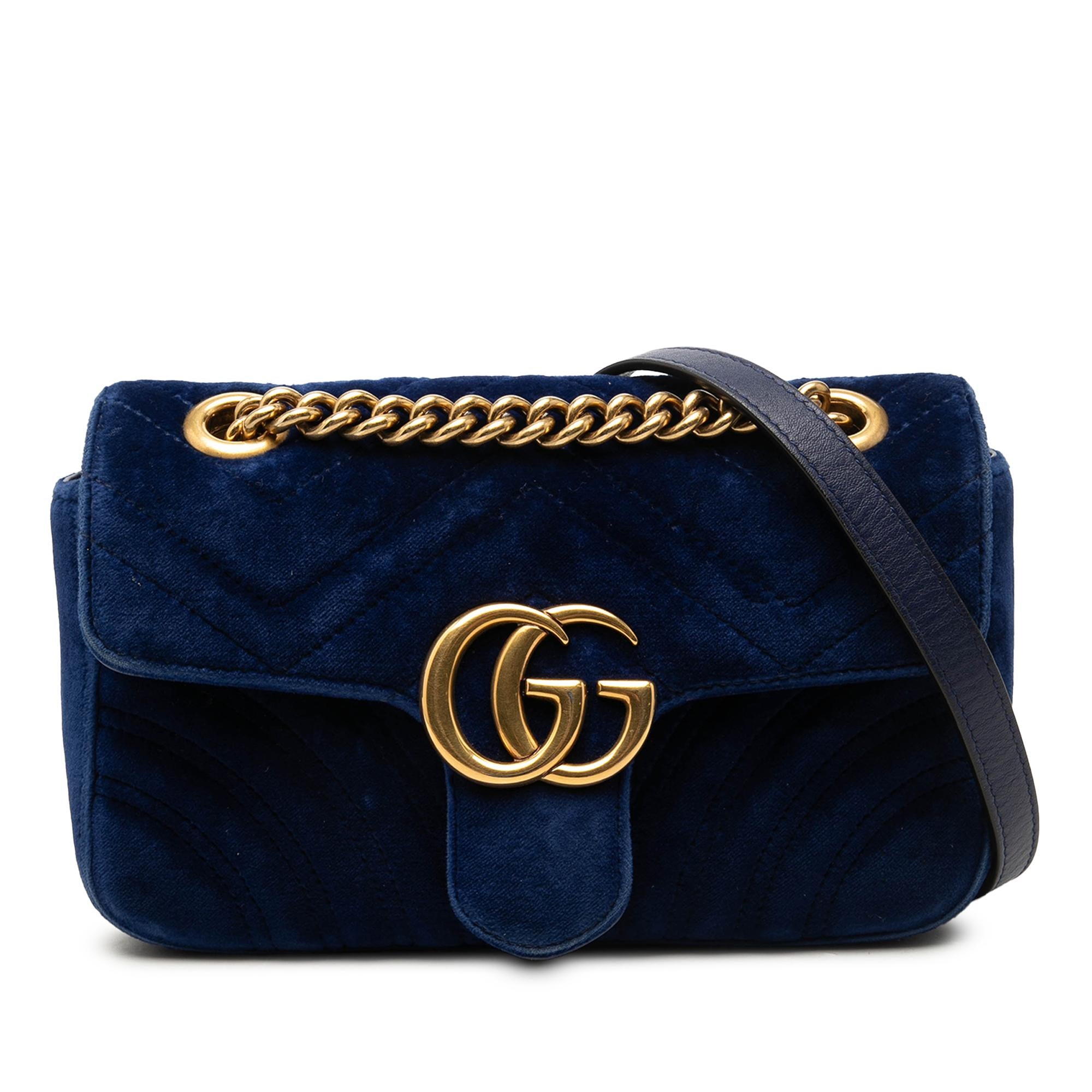 Gucci Small GG Marmont Matelasse Velvet Shoulder Bag