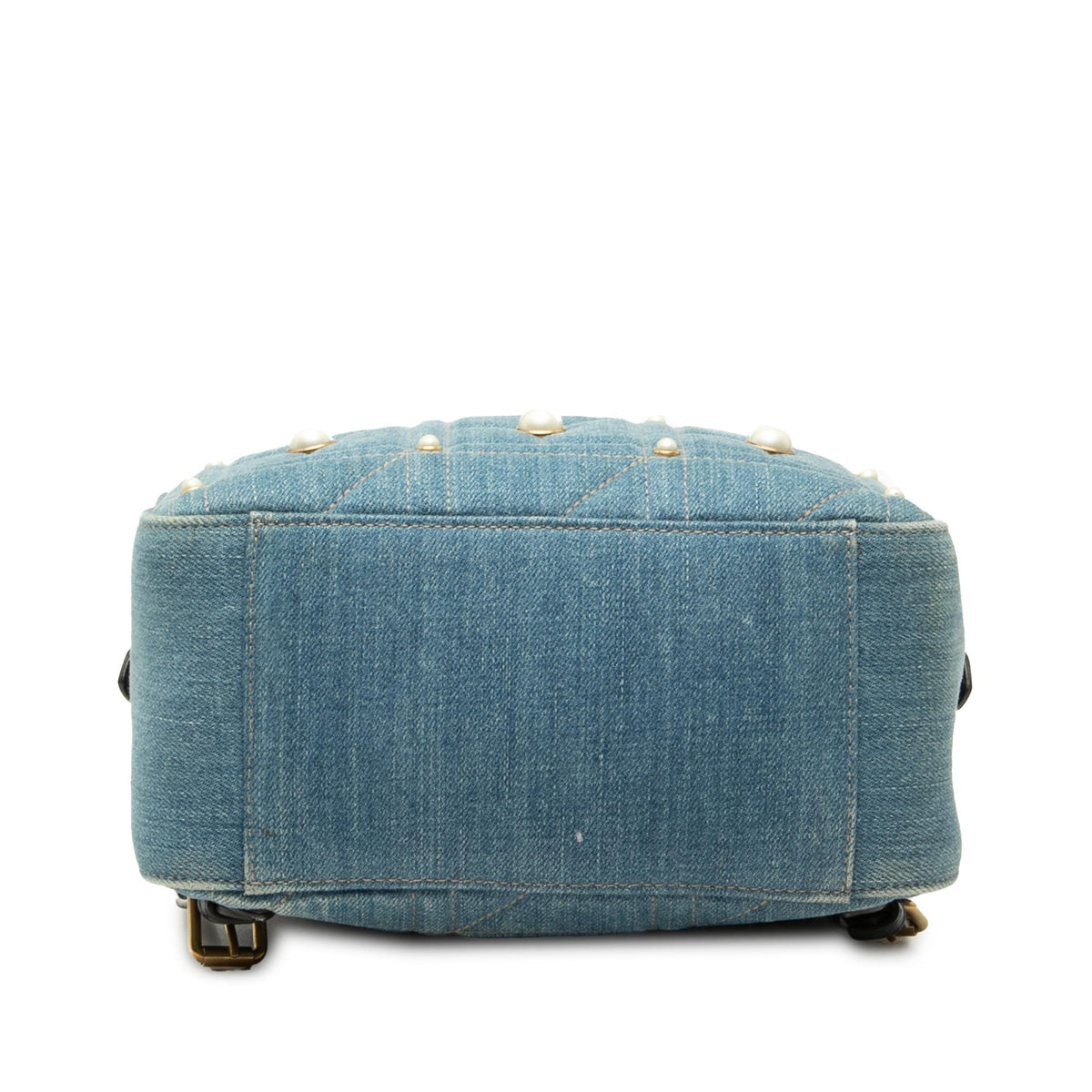 Gucci Small GG Marmont Pearl Studded Matelasse Denim Backpack