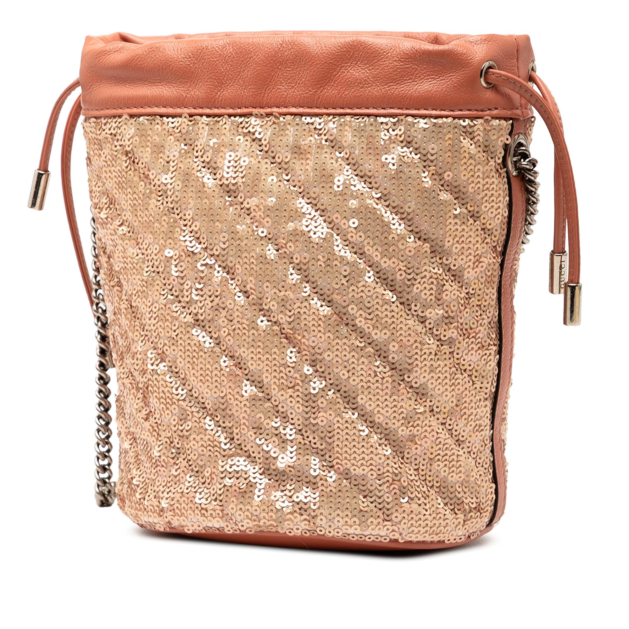 Gucci Small GG Marmont Sequined Diagonal Matelasse Leather Bucket Bag