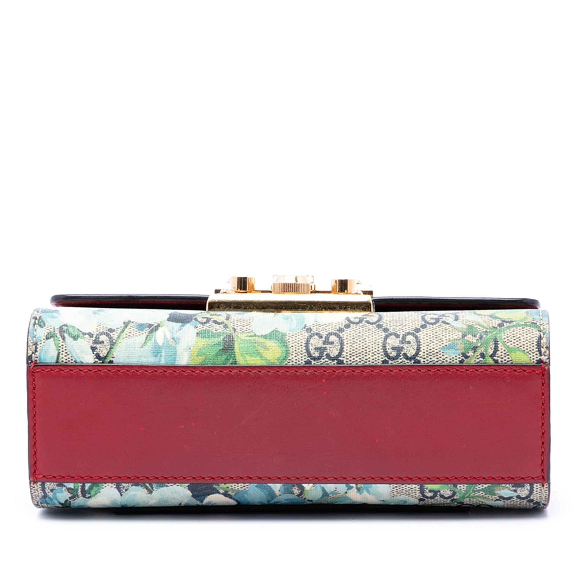 Gucci Small GG Supreme Blooms Padlock Crossbody