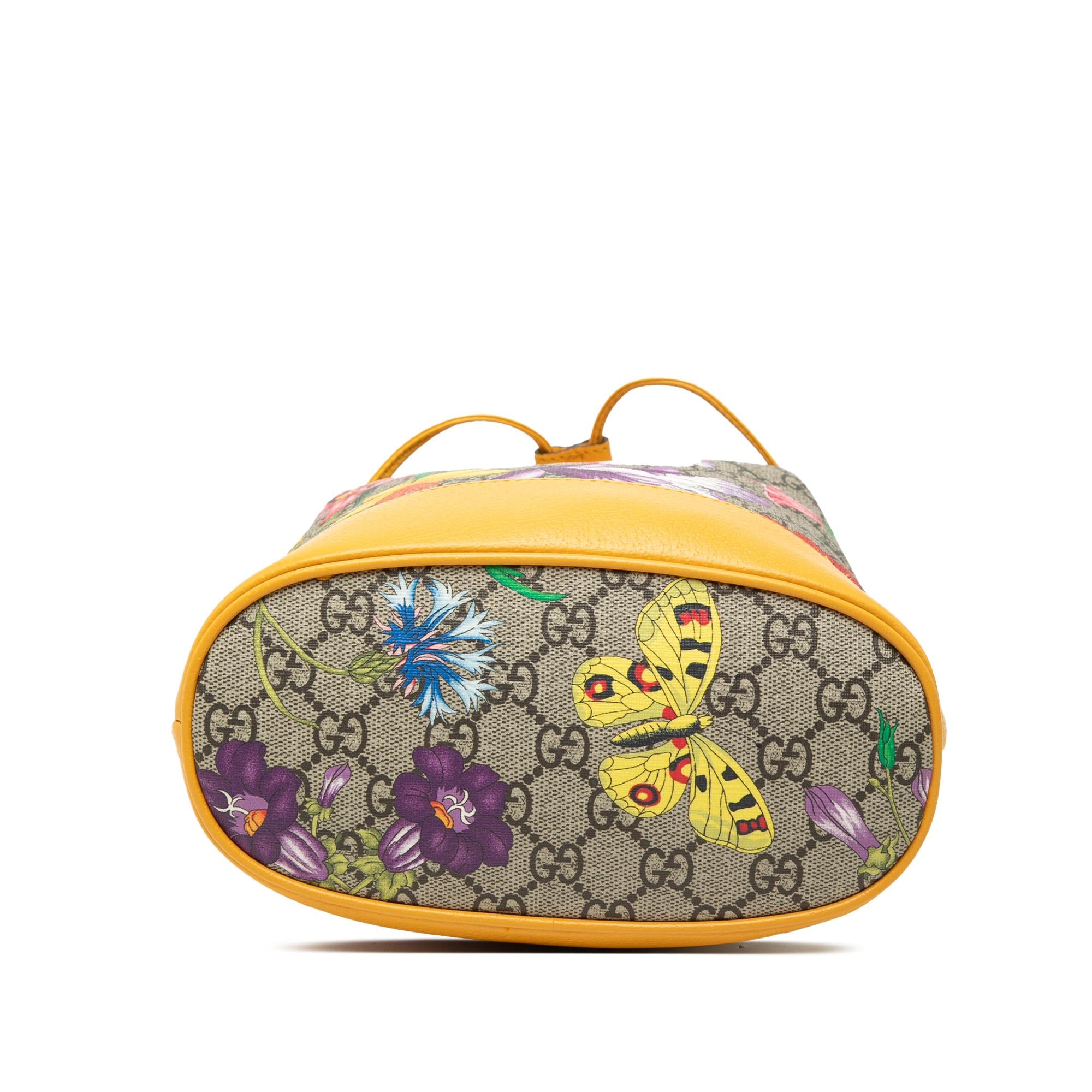 Gucci Small GG Supreme Flora Ophidia Bucket Bag