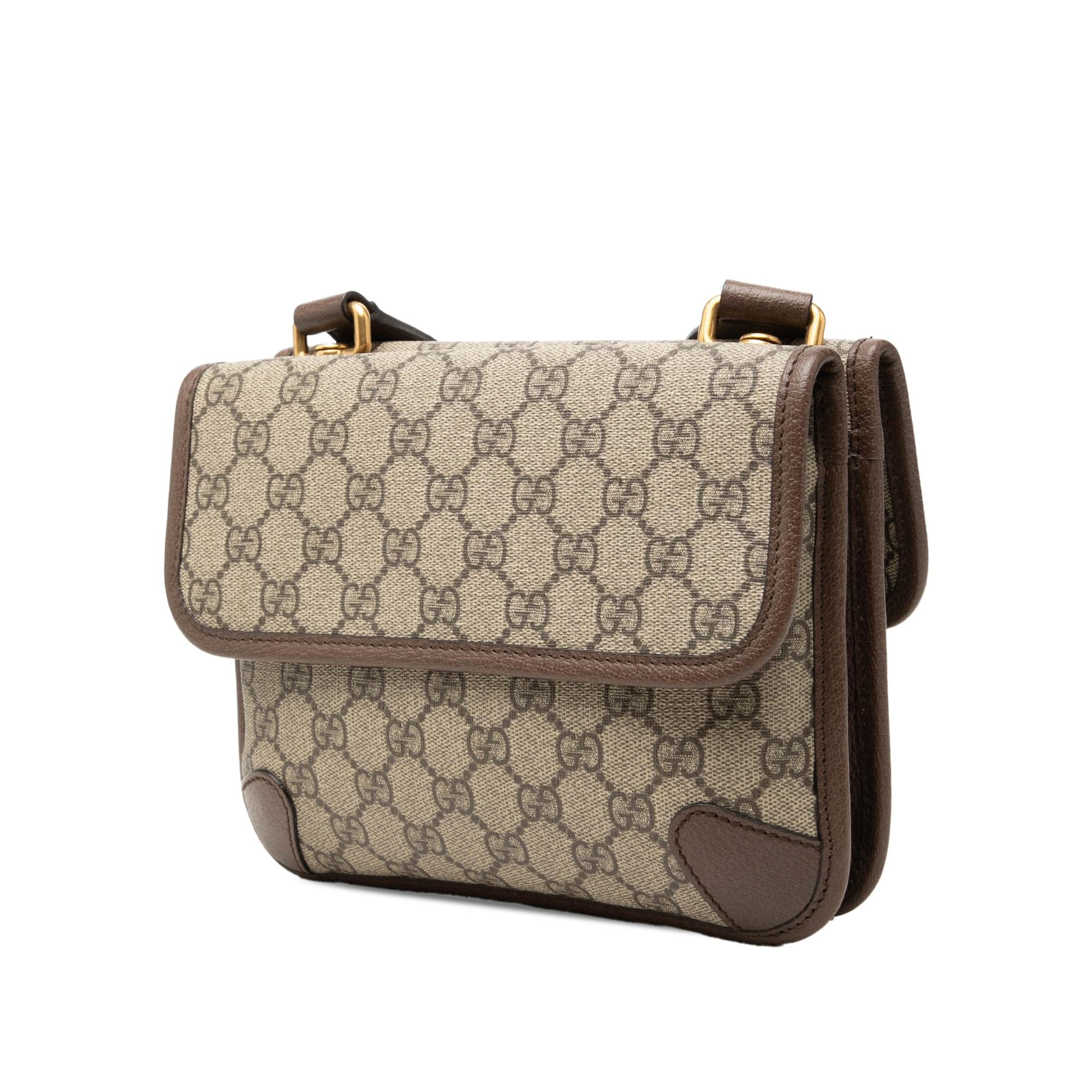 Gucci Small GG Supreme Web Neo Vintage Double Flap Messenger Bag