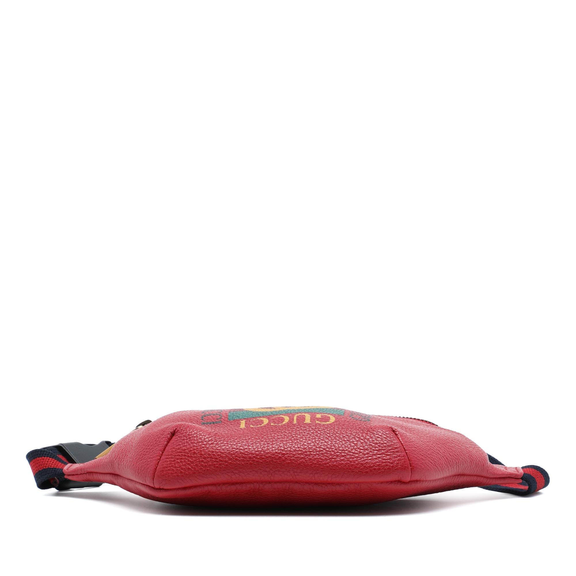 Gucci Small Grained Calfskin Web Logo Belt Bag