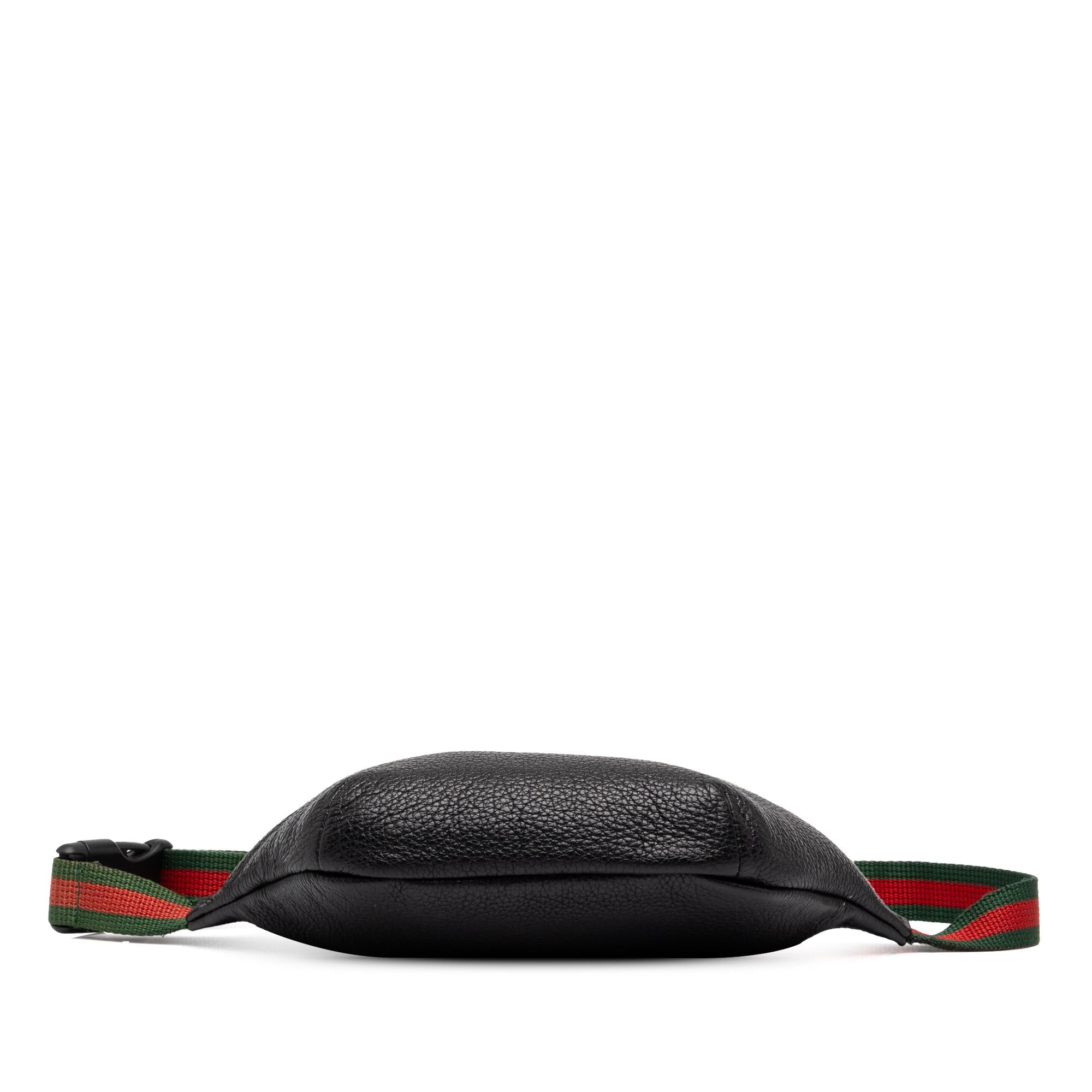 Gucci Small Grained Calfskin Web Logo Belt Bag