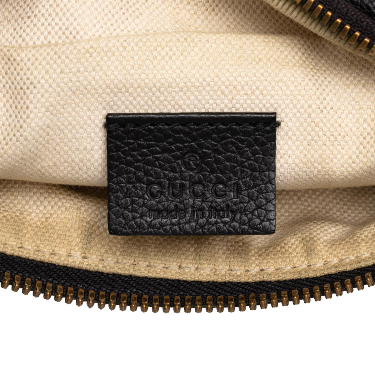 Gucci Small Grained Calfskin Web Logo Belt Bag