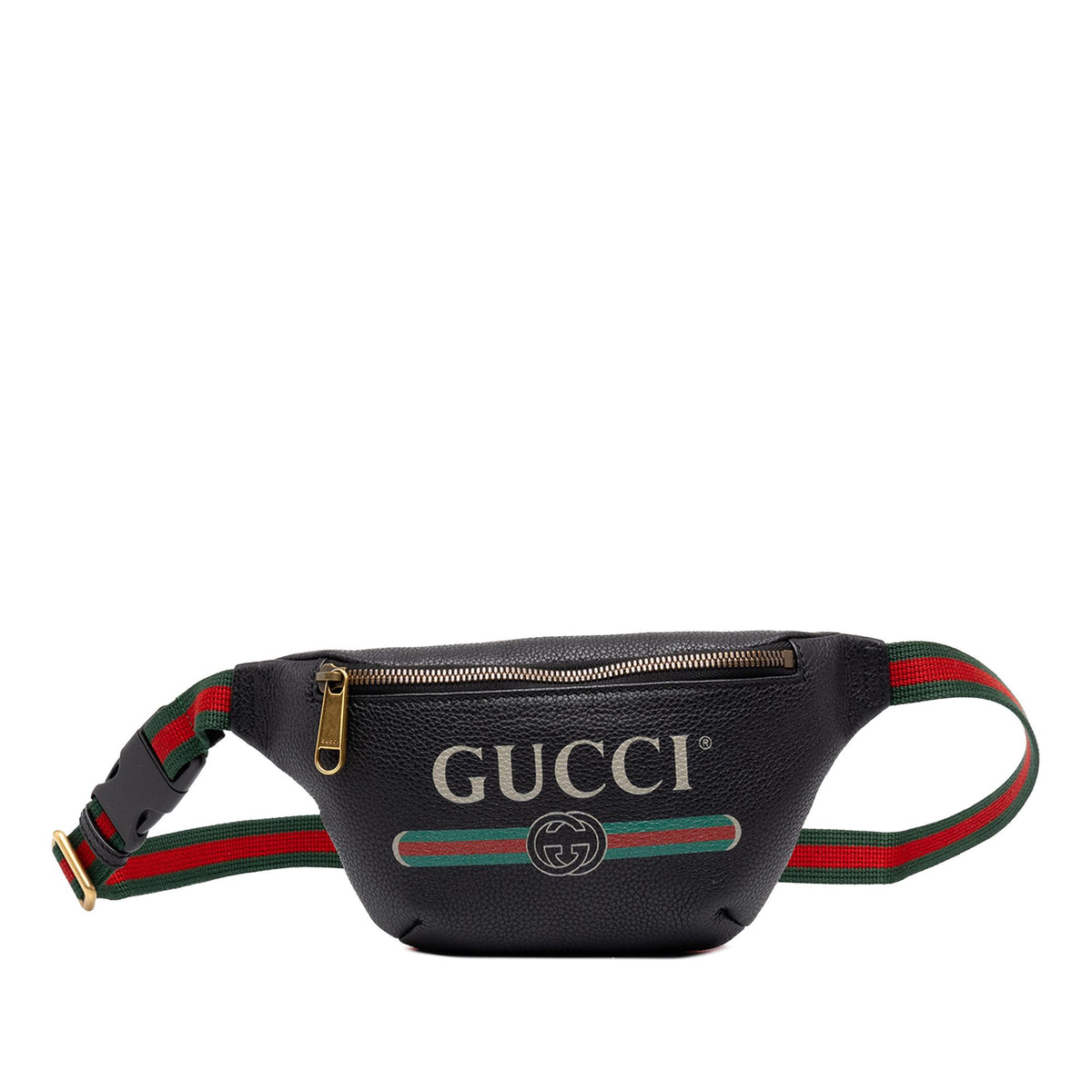 Gucci Small Grained Calfskin Web Logo Belt Bag