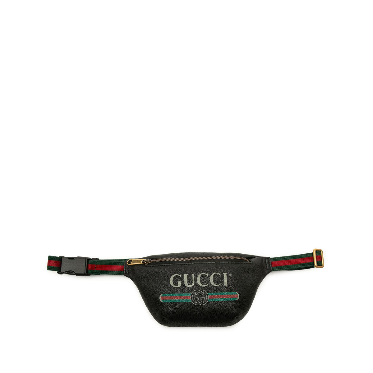 Gucci Small Grained Calfskin Web Logo Belt Bag