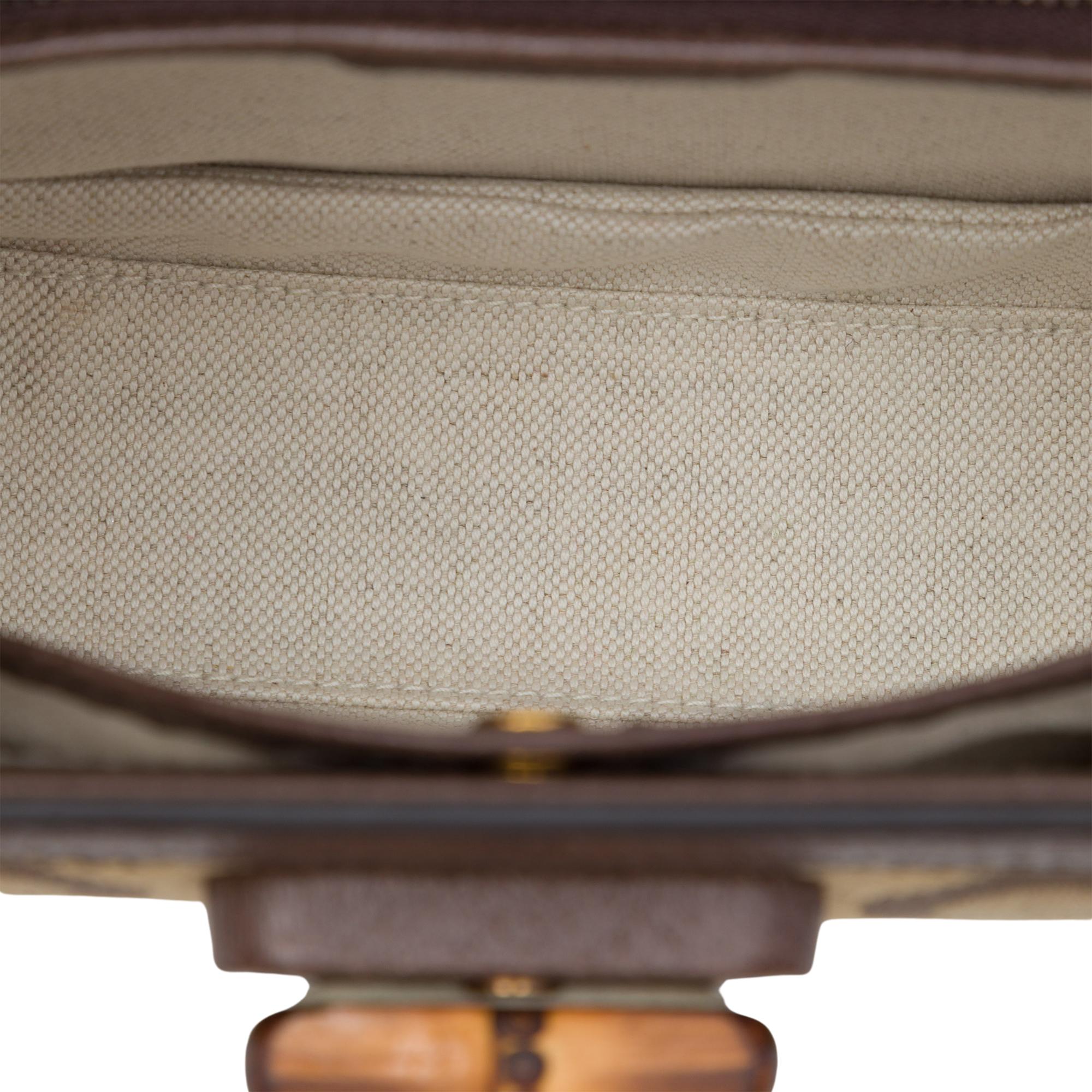 Gucci Small Jumbo GG Canvas Web Bamboo 1947 Top Handle Bag