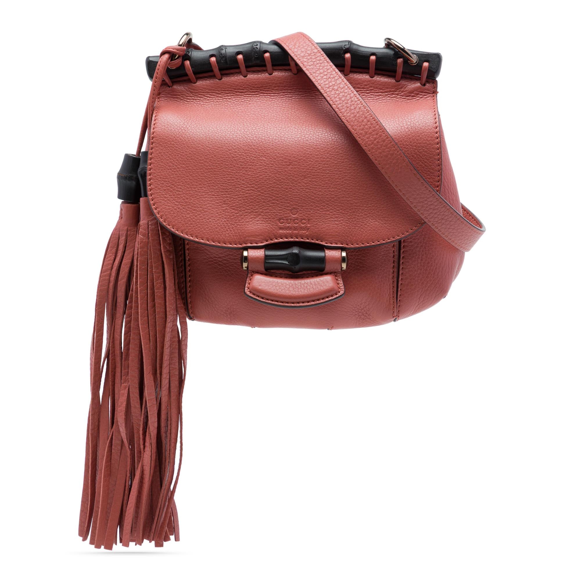 Gucci Small Leather Bamboo Nouveau Fringe Crossbody