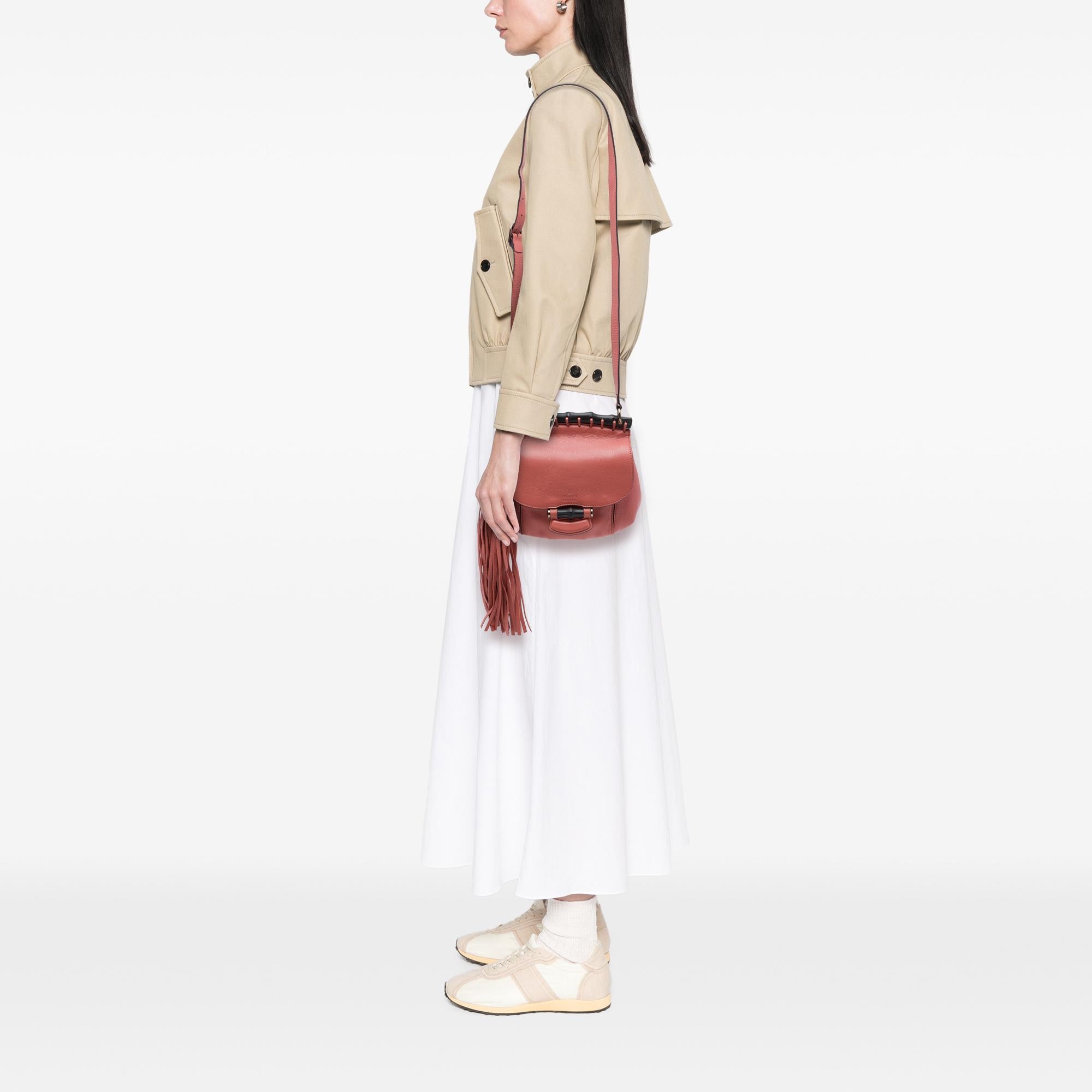Gucci Small Leather Bamboo Nouveau Fringe Crossbody