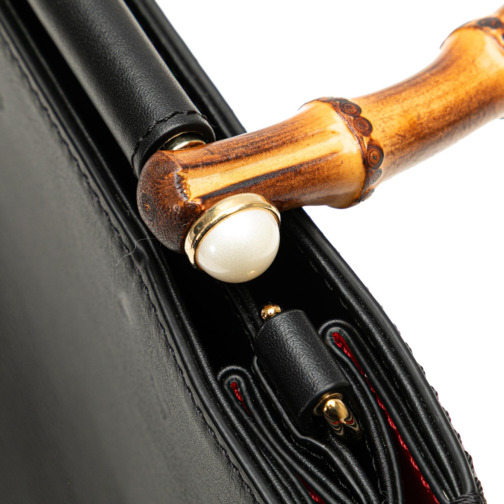 Gucci Small Leather Bamboo Nymphaea Satchel