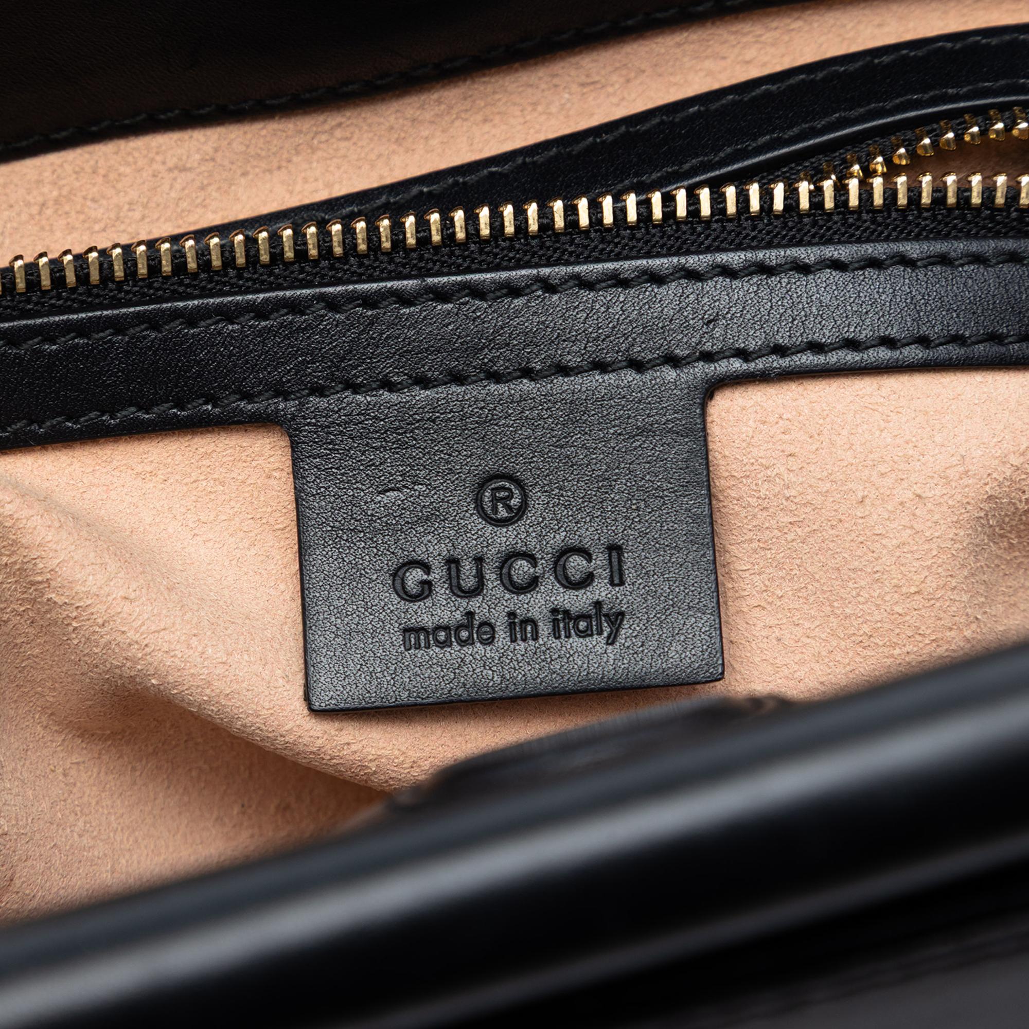 Gucci Small Leather Bamboo Nymphaea Web Satchel
