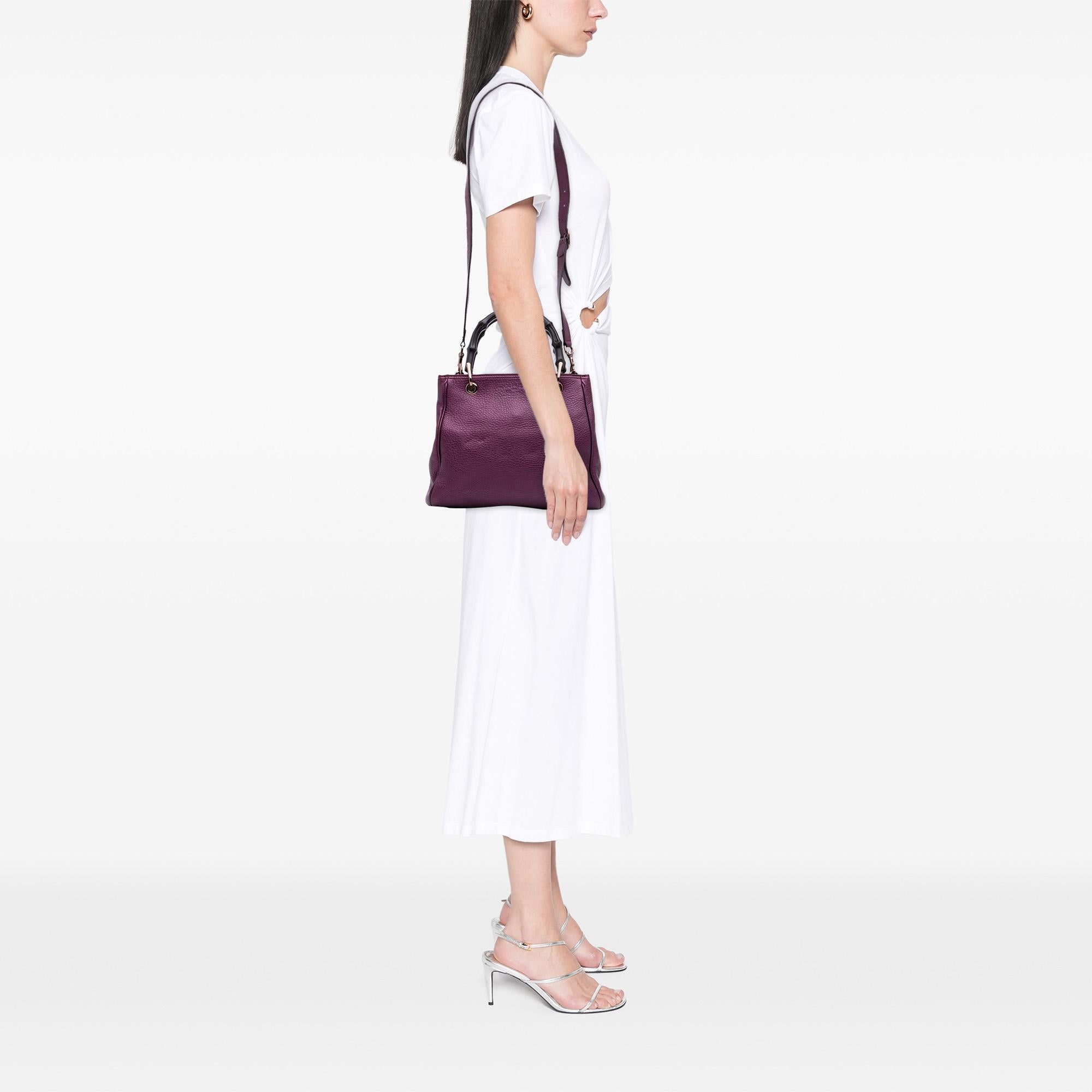 Gucci Small Metallic Calfskin Bamboo Shopper Satchel