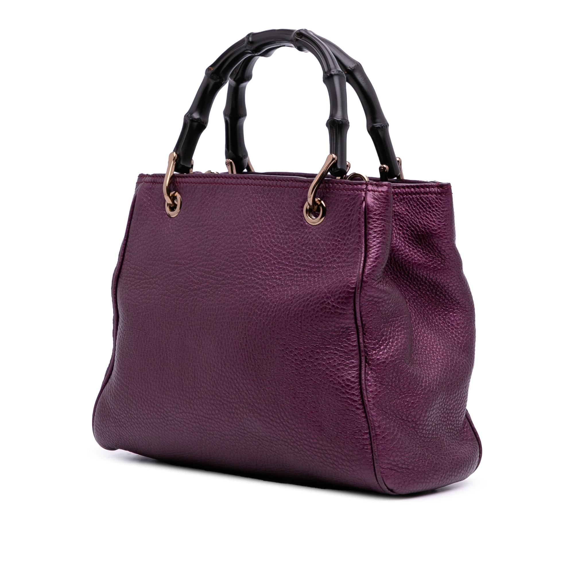 Gucci Small Metallic Calfskin Bamboo Shopper Satchel