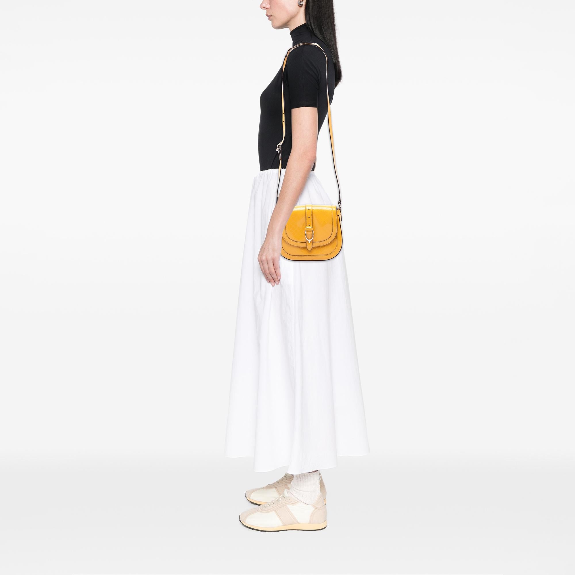 Gucci Small Microguccissima Patent Stirrup Crossbody