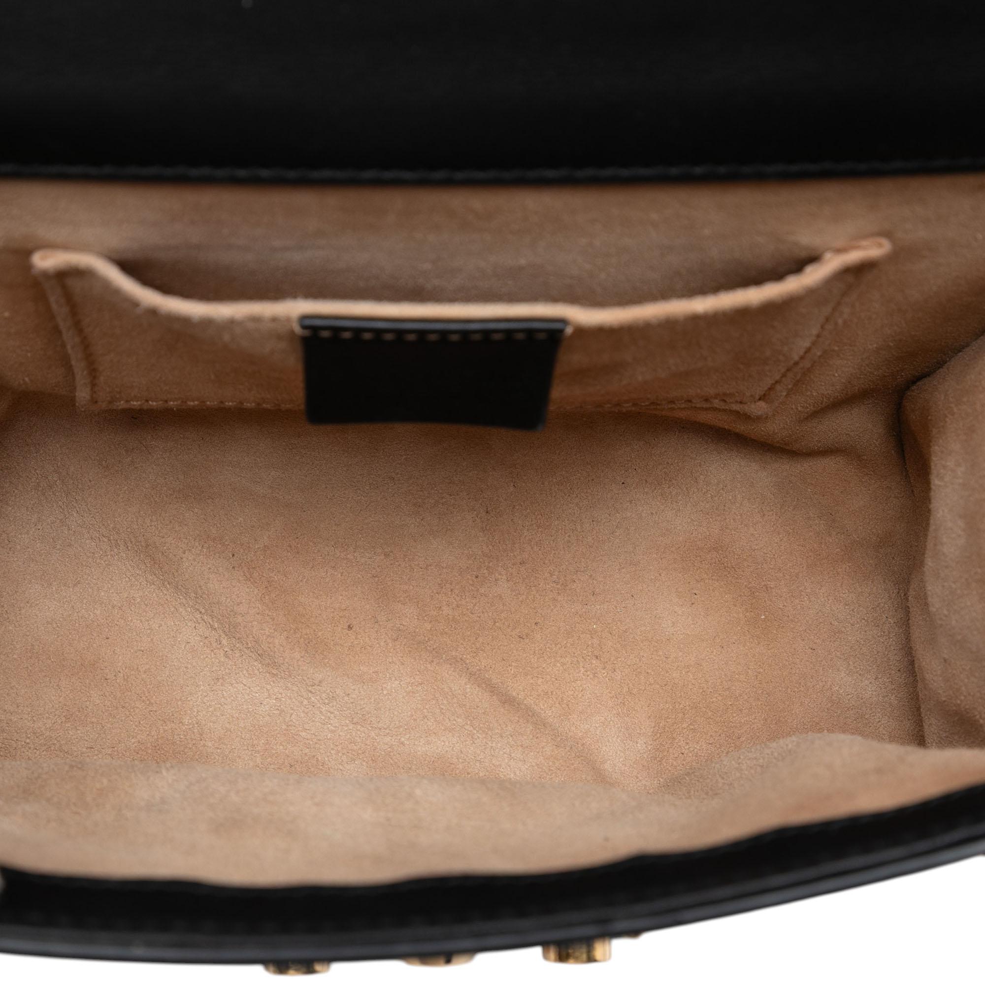 Gucci Small Pearl Studded Leather Padlock Crossbody